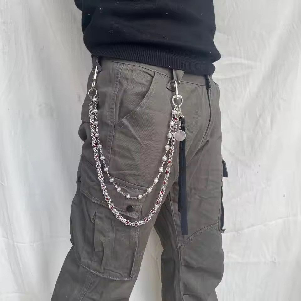 Jewelry Double Layered Pearl Wallet Chain, Keychain for Jeans Size ONE SIZE - 2 Thumbnail