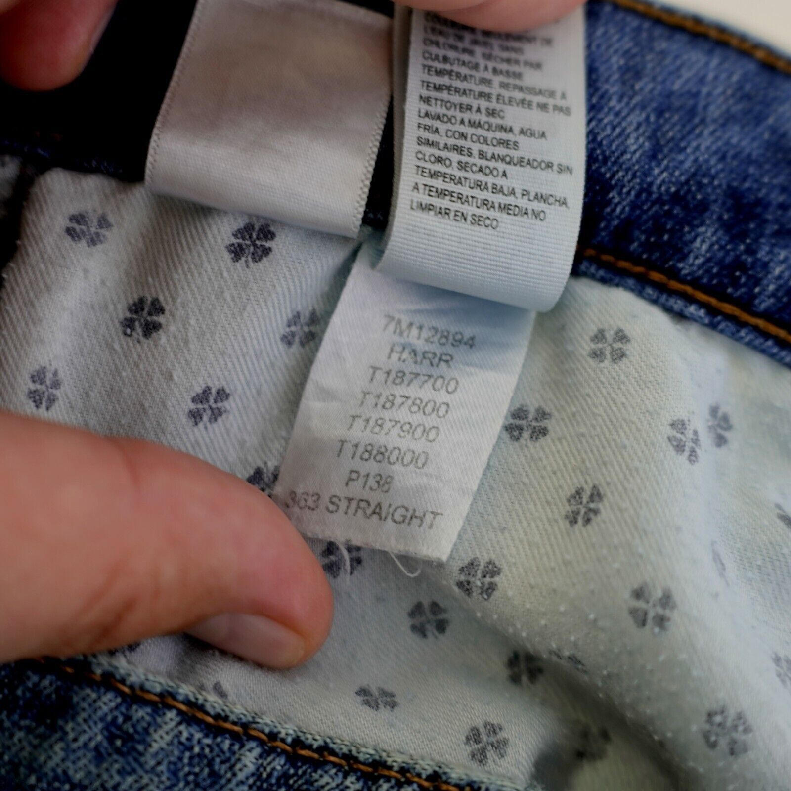 Lucky Brand Lucky Brand 383 Straight Blue Jeans 37/32 Stone Wash Whisker Size US 37 - 9 Thumbnail