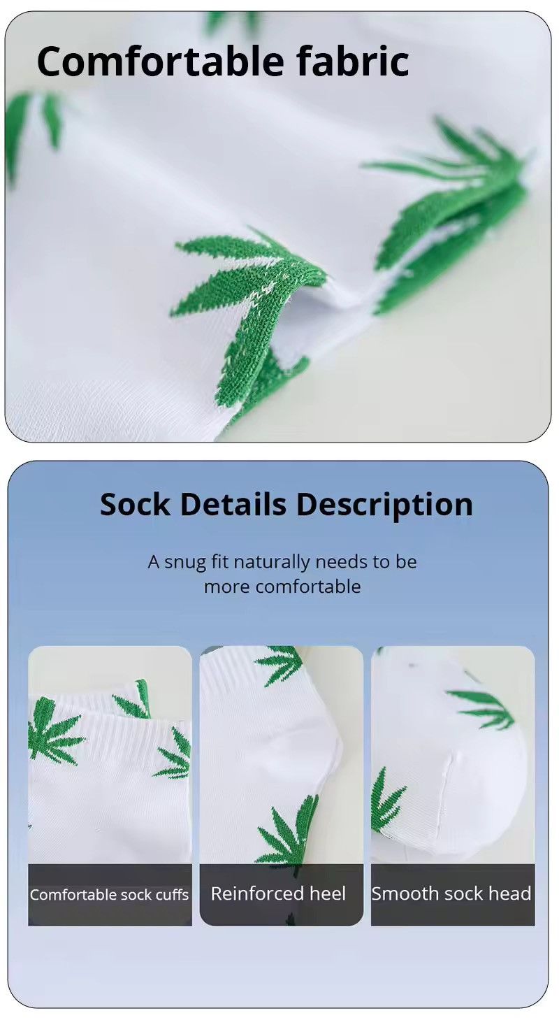 Vintage 5 Pairs Maple Leaf Men's Short Socks Version Trendy Size ONE SIZE - 2 Thumbnail