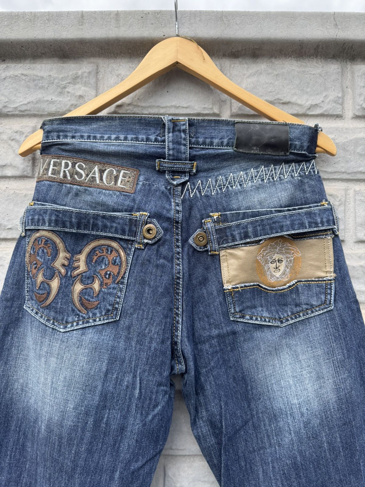 Versace 90s Versace Medusa Big Logo Flared Bootcut Jeans Y2K Size US 32 / EU 48 - 3 Thumbnail