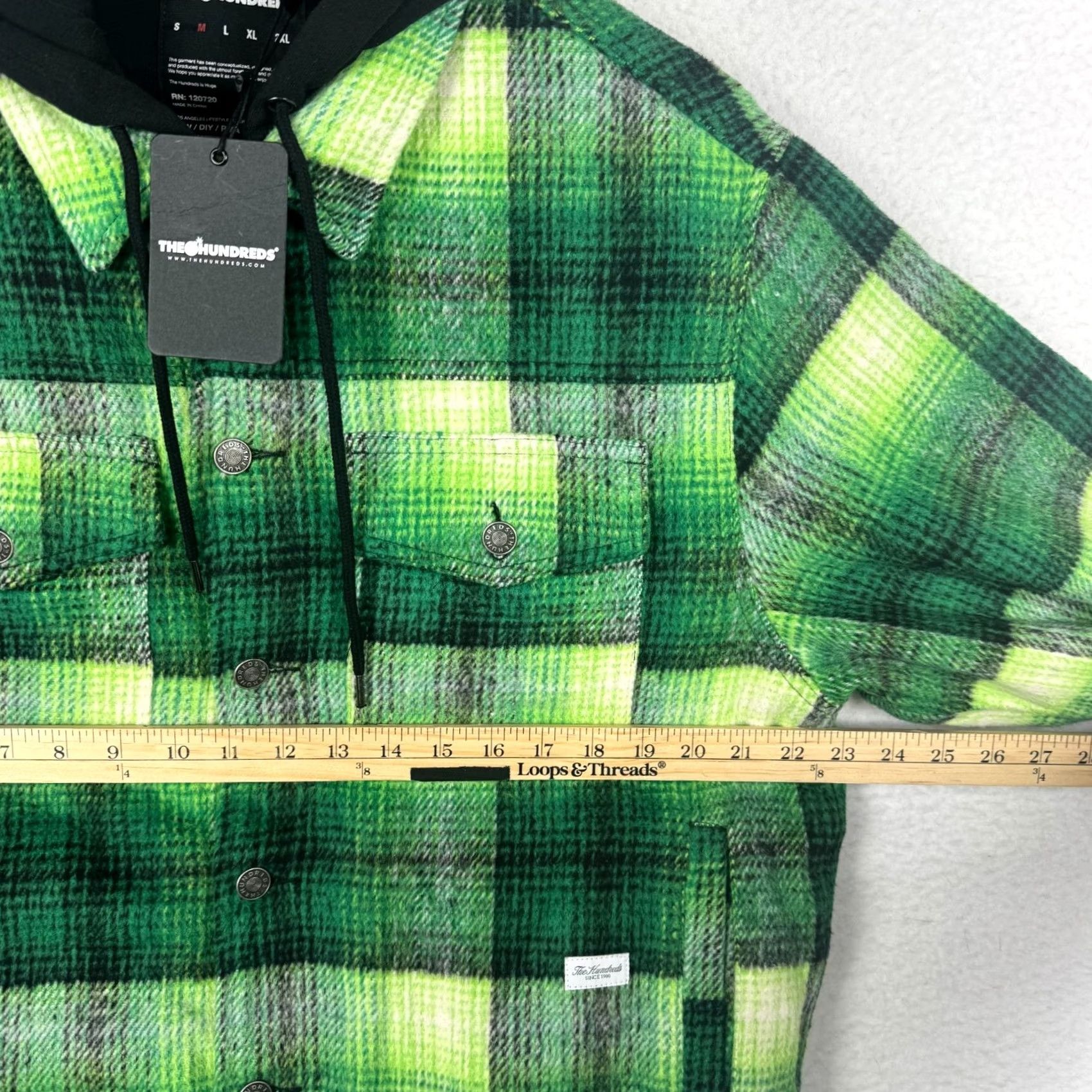 The Hundreds The Hundreds Hoodie Jacket Green Plaid Layered Coat Overcoat Hooded Men M Regular Spring Fall Winter Climate Streetwear Size US M / EU 48-50 / 2 - 6 Thumbnail