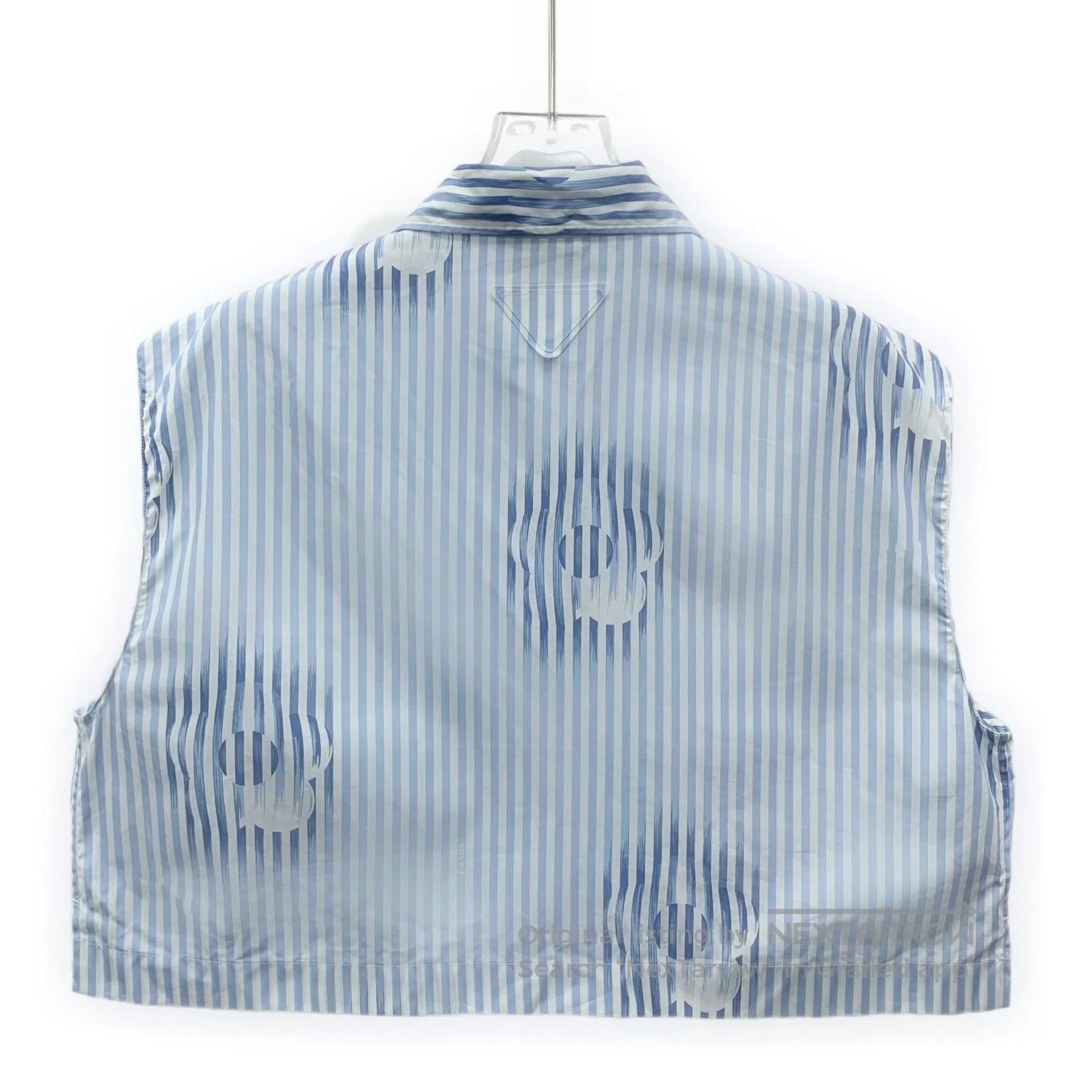 Prada Prada Blue striped floral printed cotton collarless single Size US XS / EU 42 / 0 - 2 Thumbnail