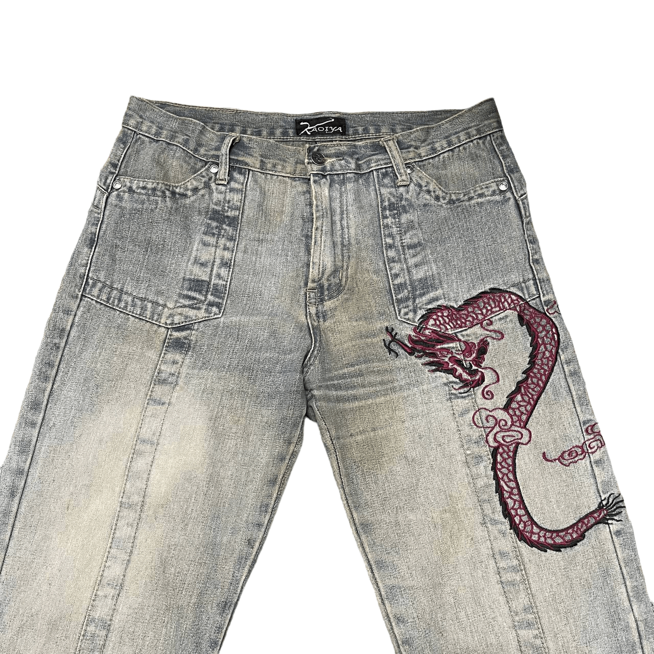 Japanese Brand Vintage Kaoiya Dragon Embroidery Denim Pants Size US 32 / EU 48 - 2 Thumbnail