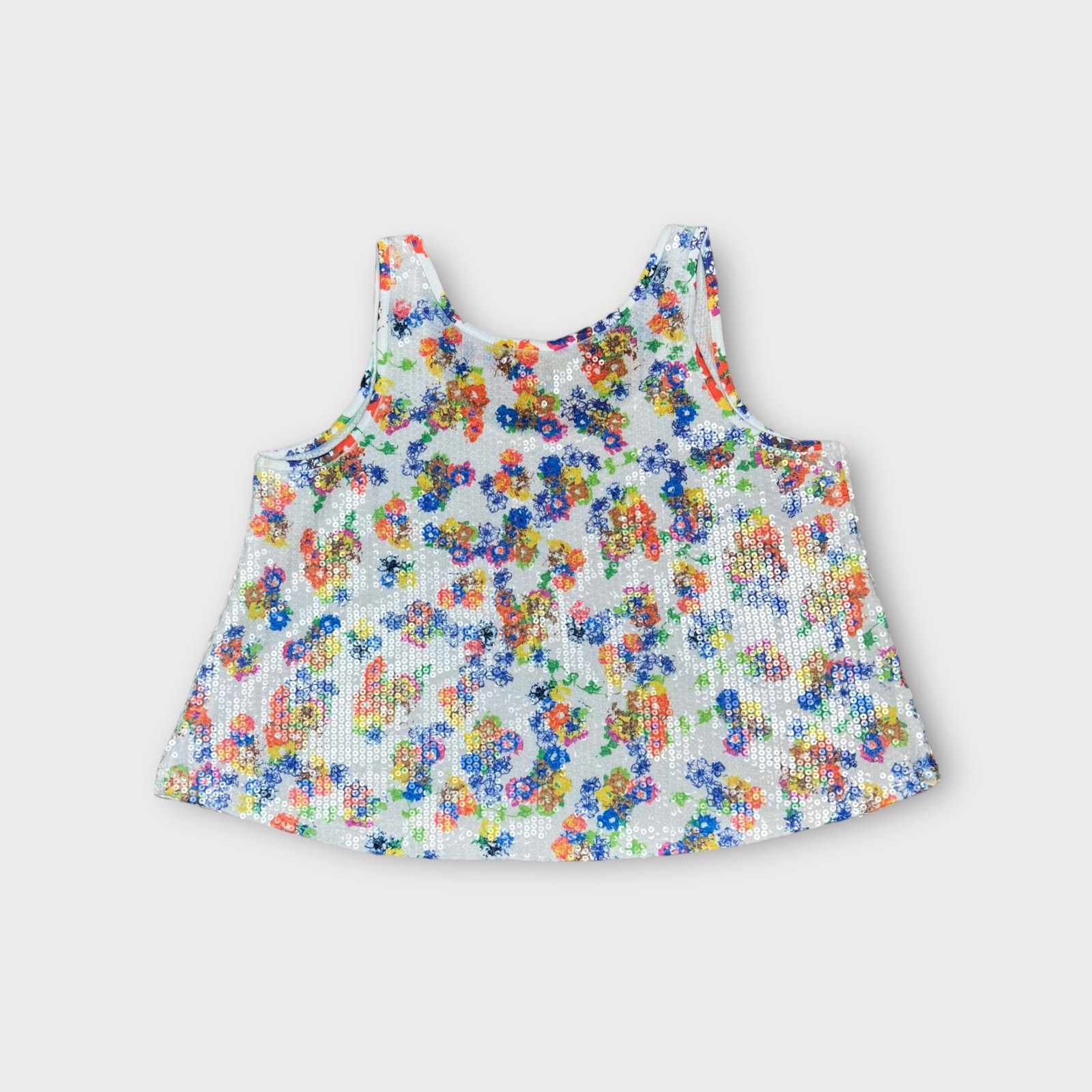 Vintage Material Girl | Vintage Y2K Floral Sequin Tank Top | Medium Size M / US 6-8 / IT 42-44 - 11 Thumbnail