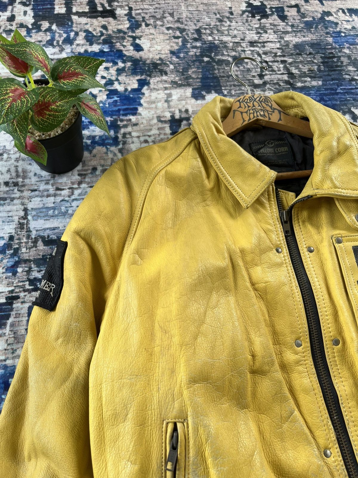 YELLOW CORN 💥STEALS💥Vintage Yellow Corn Sledge Hammer Leather Jacket 90s Size US M / EU 48-50 / 2 - 4 Thumbnail