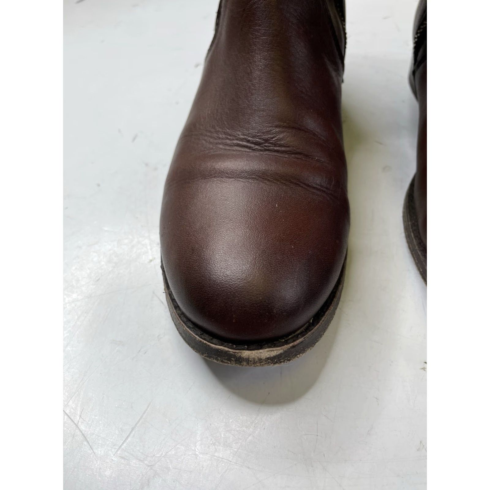 Frye Frye MELISSA BELTED TALL RIDING BOOTS Women 7.5 Redwood Brown Knee High Leather Zipper Belted Block Heel Size US 8 / IT 38 - 4 Thumbnail