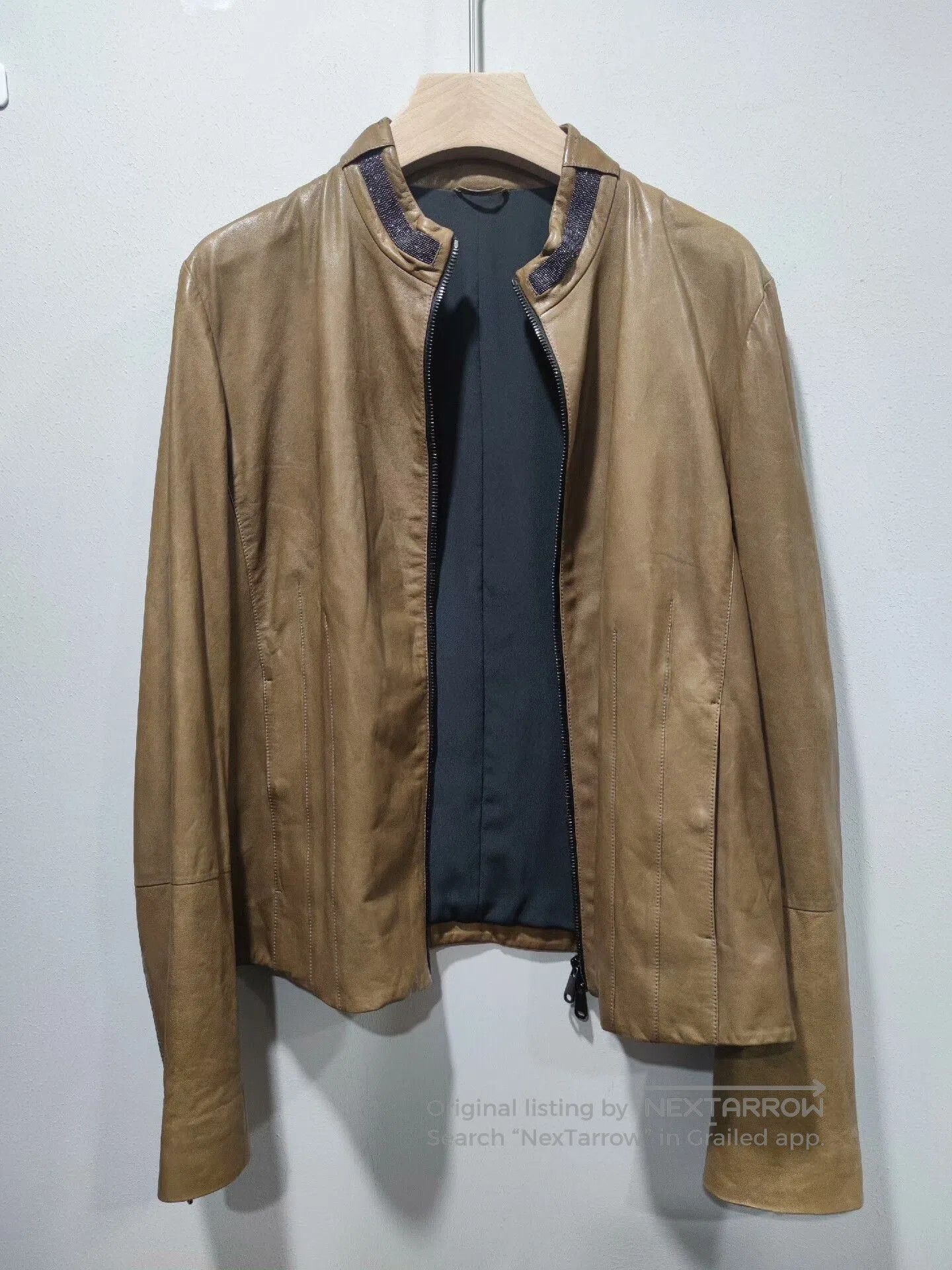 Brunello Cucinelli Brunello Cucinelli Beaded Leather Jacket. Size US L / EU 52-54 / 3 - 1 Thumbnail