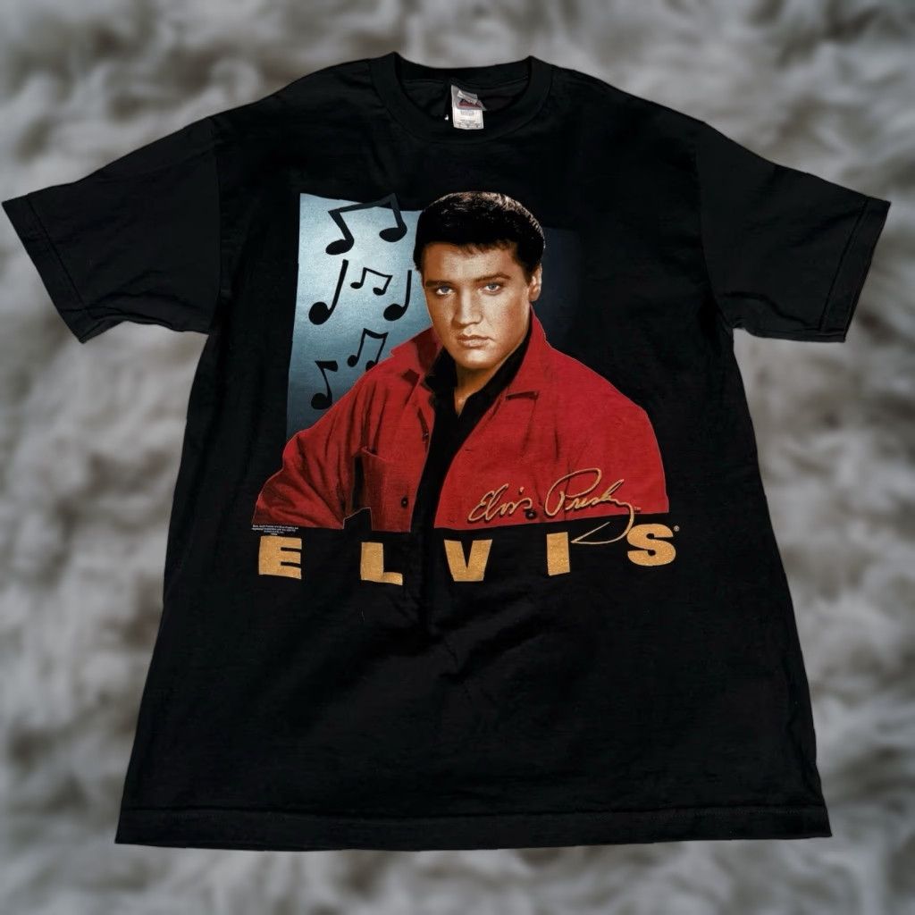 Vintage VINTAGE Elvis Presley Graphic T-Shirt Men L Slim Fit Black 2000s Y2K Music Size US L / EU 52-54 / 3 - 1 Thumbnail