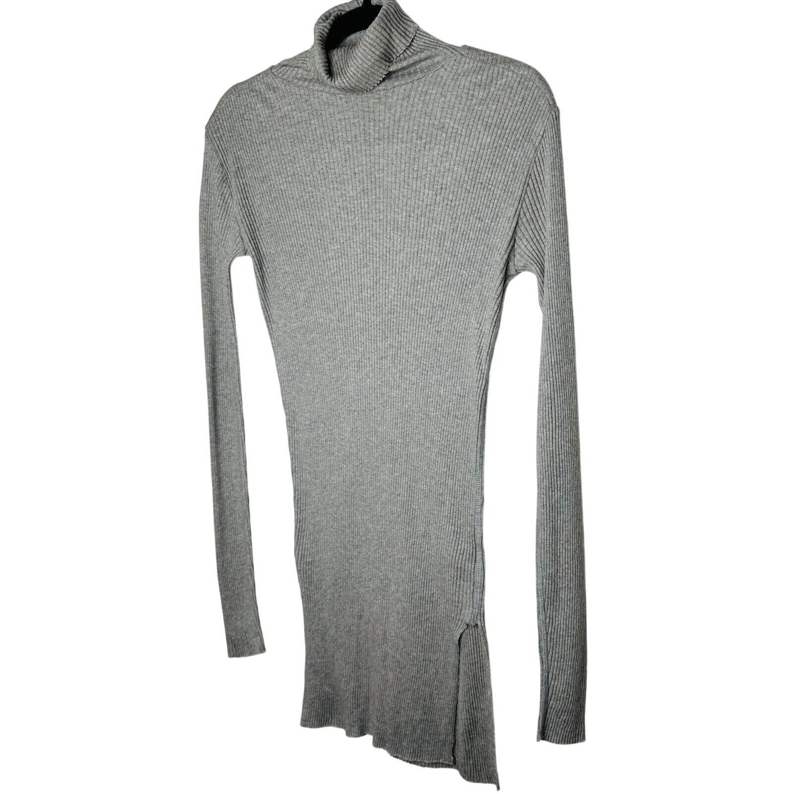 Helmut Lang Helmut Lang Gray Turtleneck Long Sleeve Knit Mini Dress Top Size M / US 6-8 / IT 42-44 - 1 Thumbnail