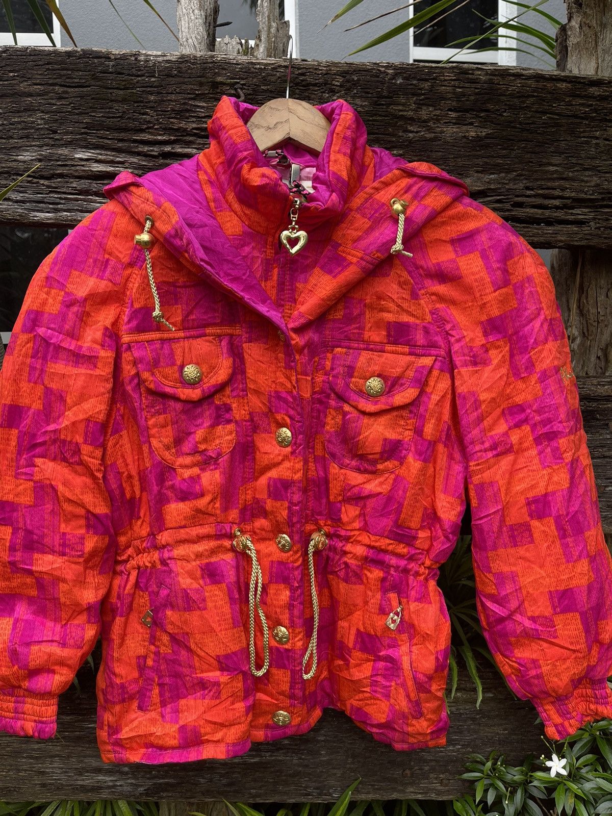 Phenix Vintage Phenix Pink & Orange Patterned Ski Jacket Size L / US 10 / IT 46 - 2 Thumbnail
