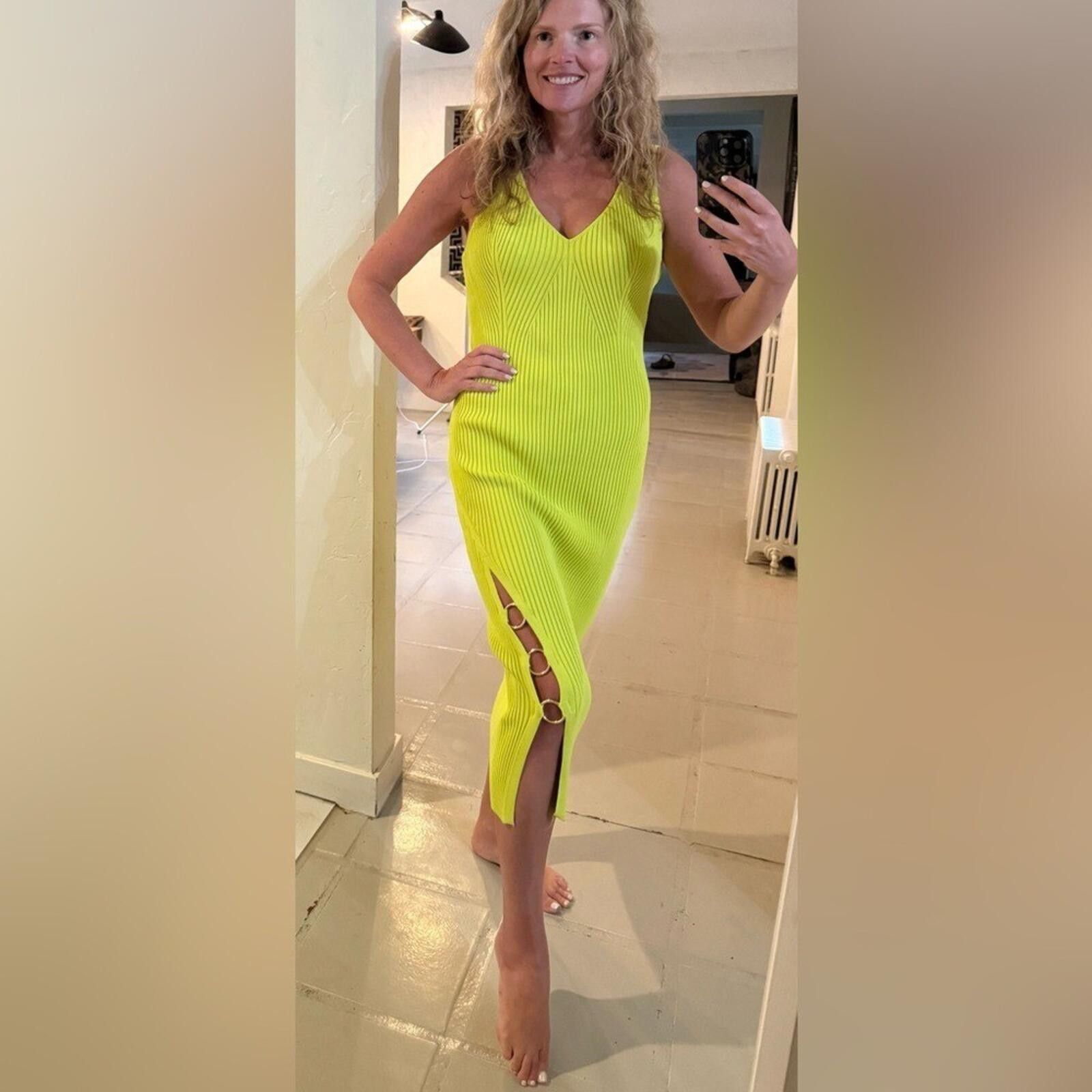 House of Harlow House of Harlow $259 1960 Lime Ribbed Midi Dress M Gold Ring Size M / US 6-8 / IT 42-44 - 1 Thumbnail