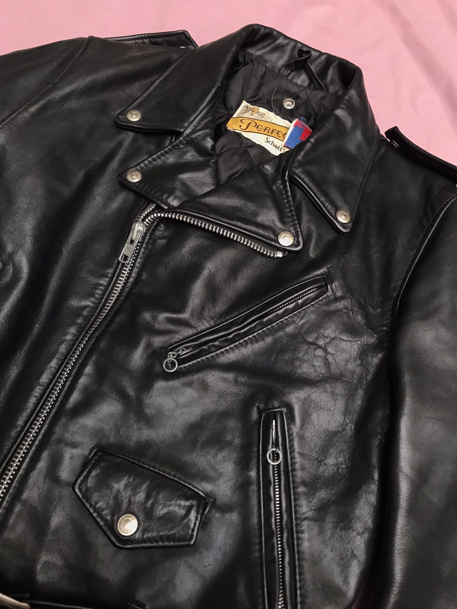 Schott SCHOTT NYC made in USA black leather perfecto nwot condition Size US S / EU 44-46 / 1 - 13 Thumbnail