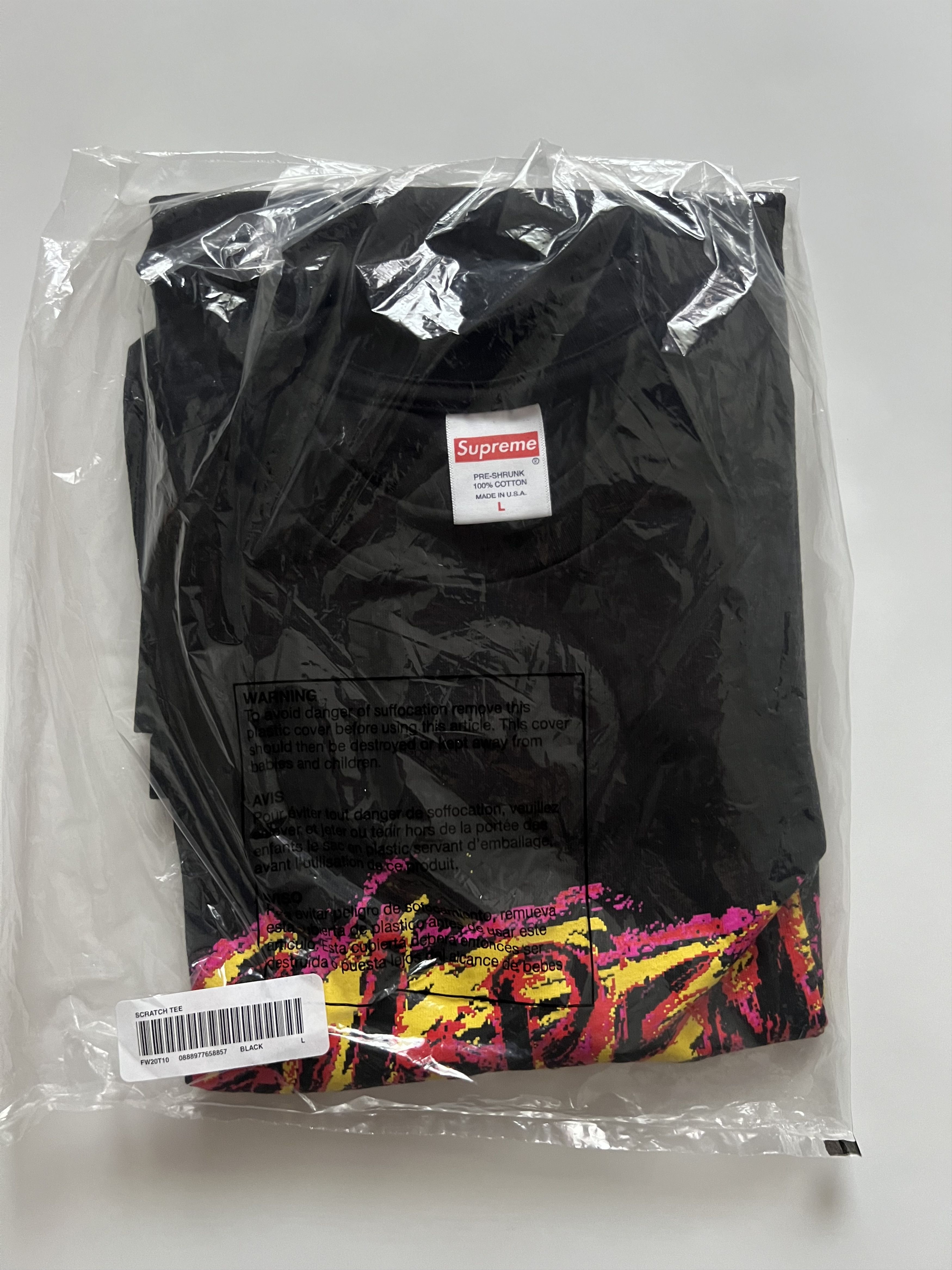 Supreme Size L - Supreme FW20 Scratch Tee Black Size US L / EU 52-54 / 3 - 2 Thumbnail
