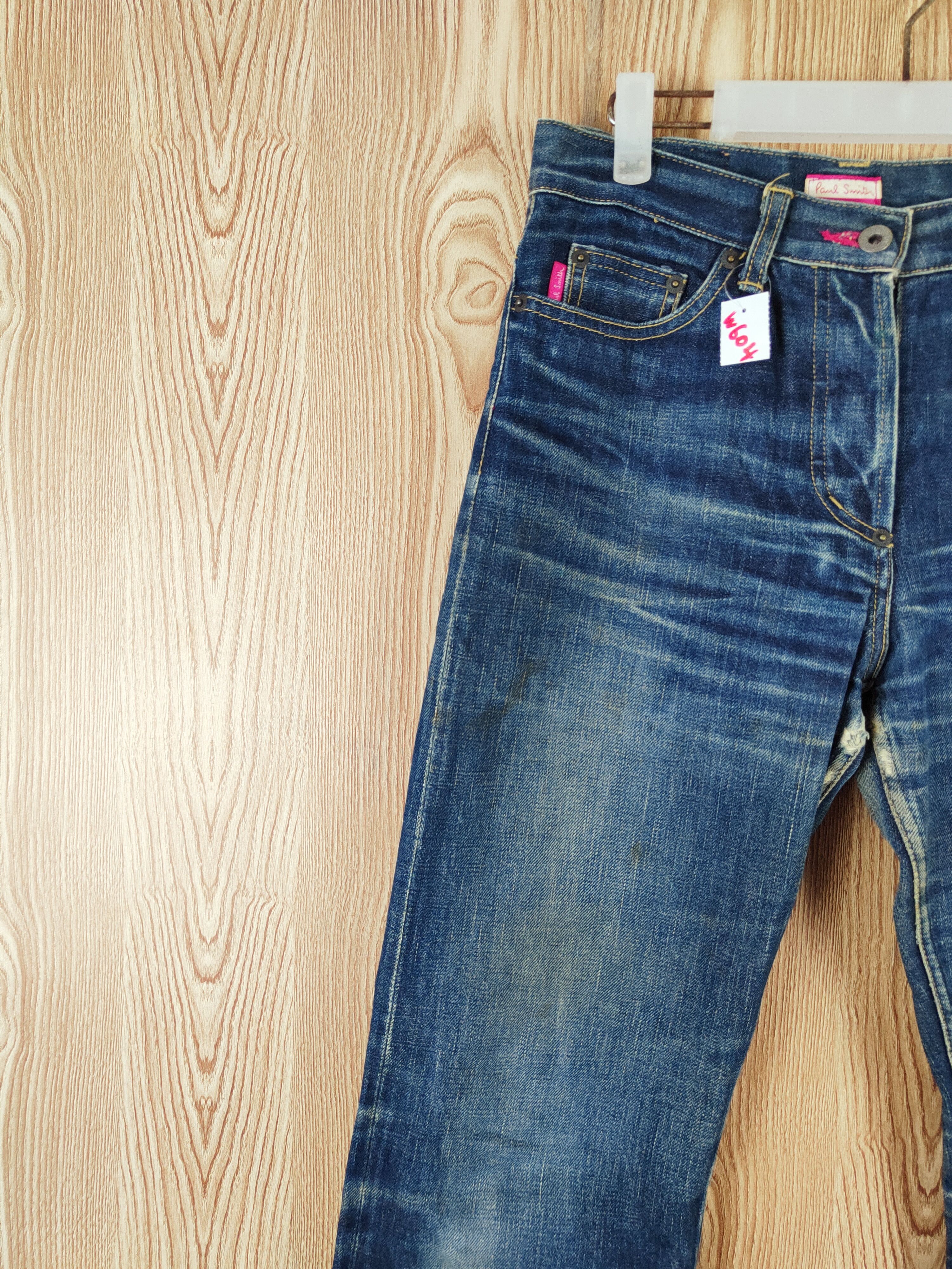 Japanese Brand Paul Smith selvedge Dark Blue Distressed Ripped Jeans #W604 Size 27" / US 4 / IT 40 - 4 Thumbnail