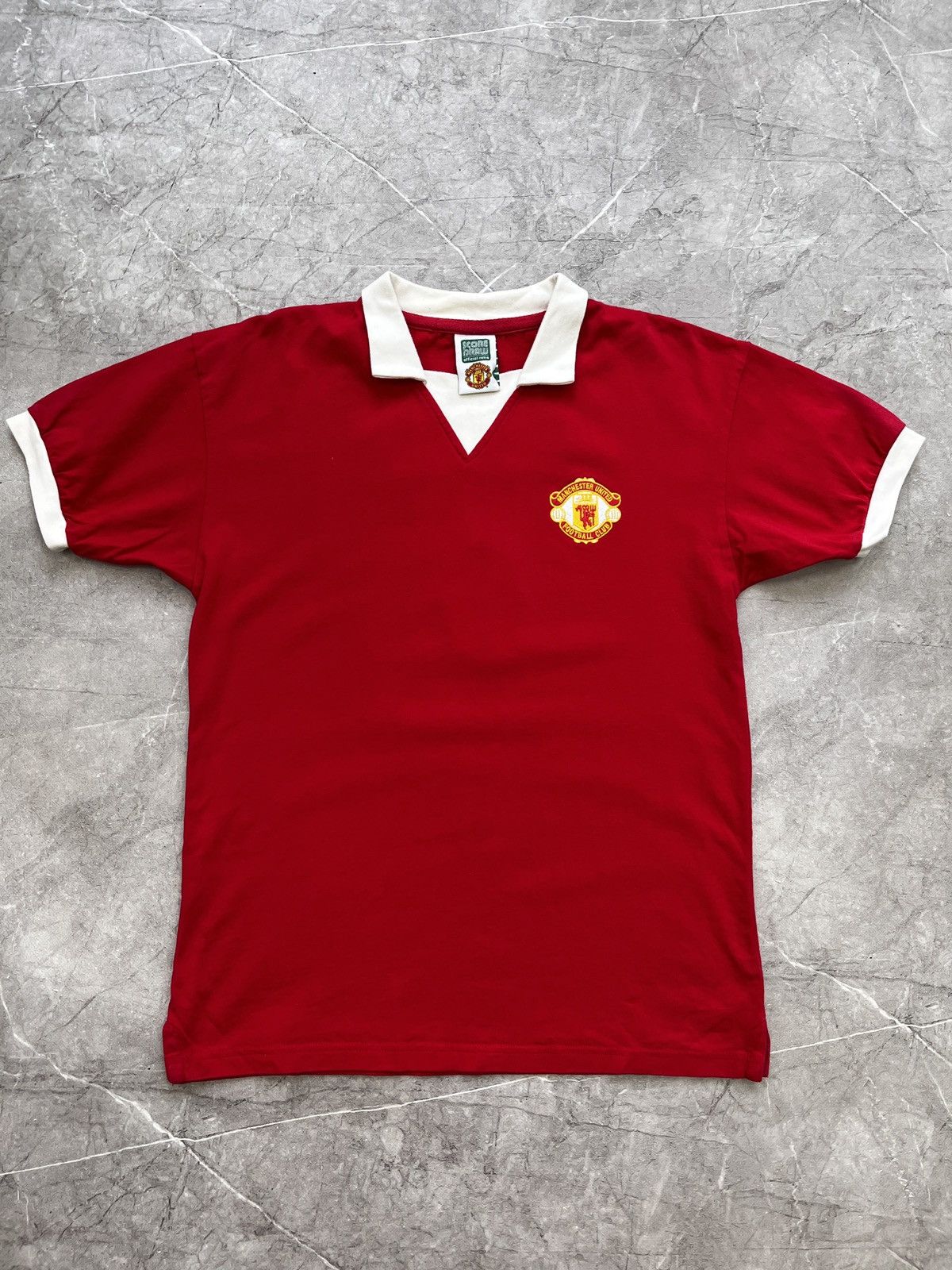Vintage BlokeCore Manchester United score draw retro jersey 1977 Size US M / EU 48-50 / 2 - 1 Thumbnail
