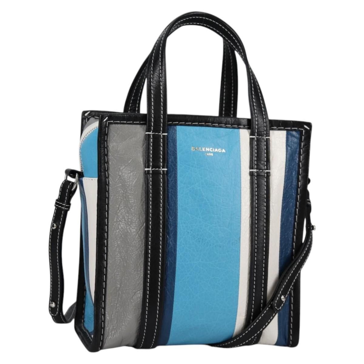 Balenciaga Balenciaga Bazar Convertible Tote Striped Leather Size ONE SIZE - 1 Thumbnail