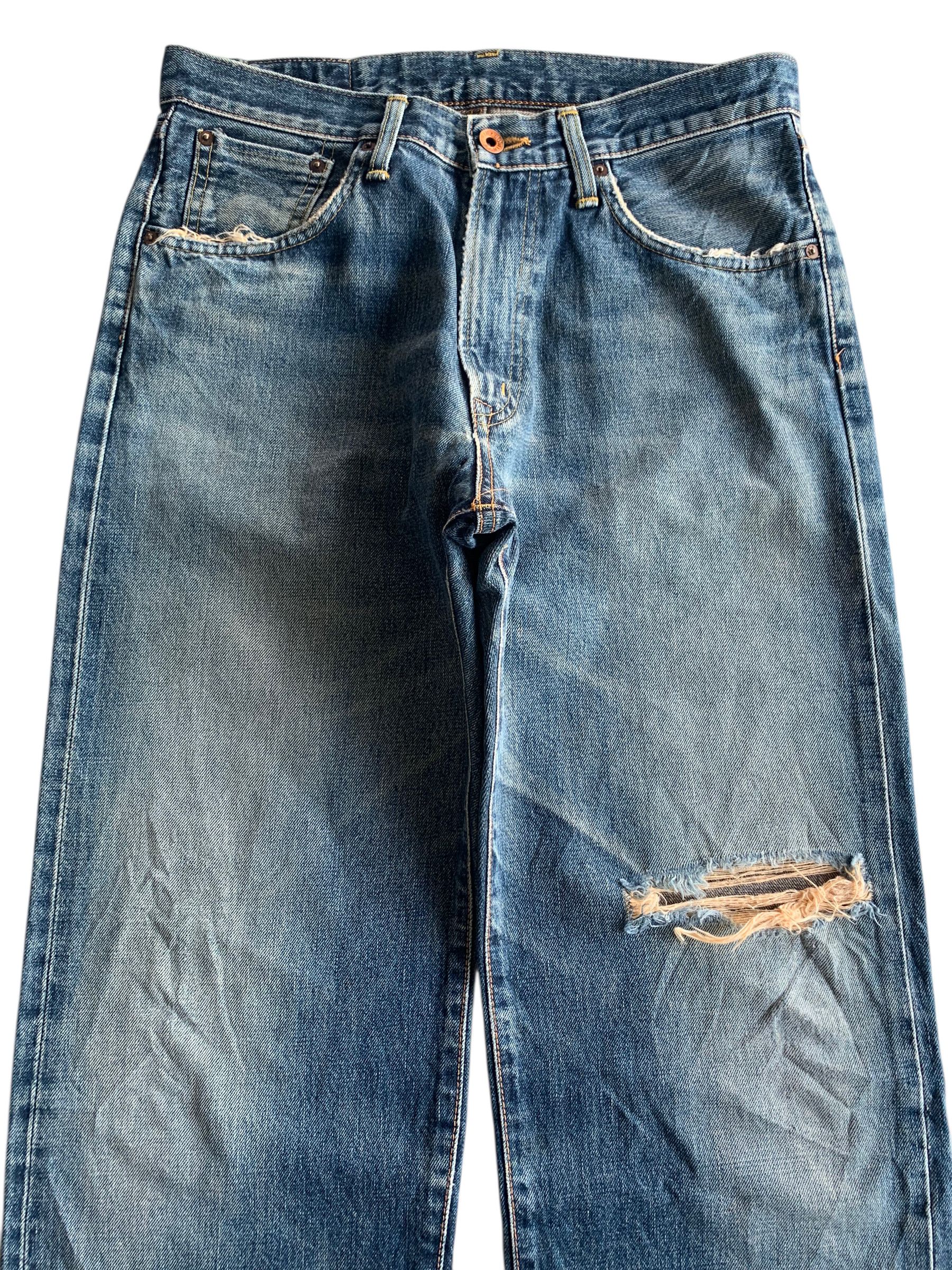 Edwin VTG EDWIN 505X SELVEDGE BAGGY FADED&RUSTY DISTRESSED DENIM Size US 31 - 7 Thumbnail