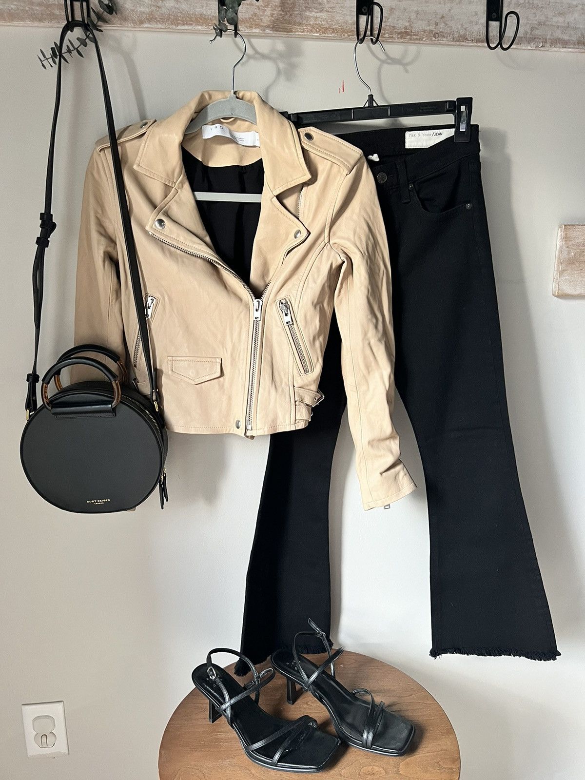 Iro Iro Asheville Leather Cropped Moto Jacket Size XS / US 0-2 / IT 36-38 - 4 Thumbnail