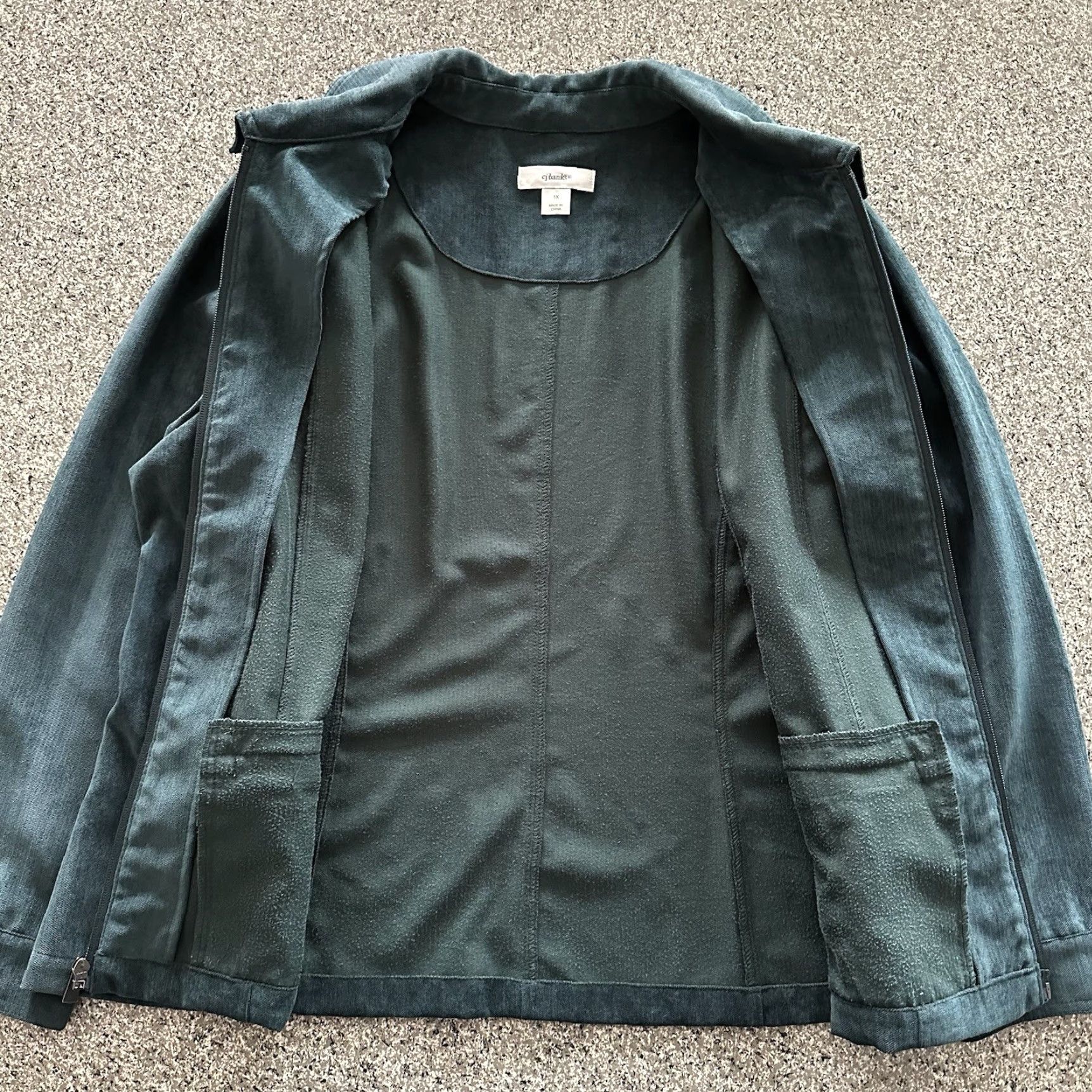 Velvet CJ Banks Jacket Womens 1X Suede Velvet Full Zip Collar Green Jacket Womens 1X Green Size XL / US 12-14 / IT 48-50 - 3 Thumbnail