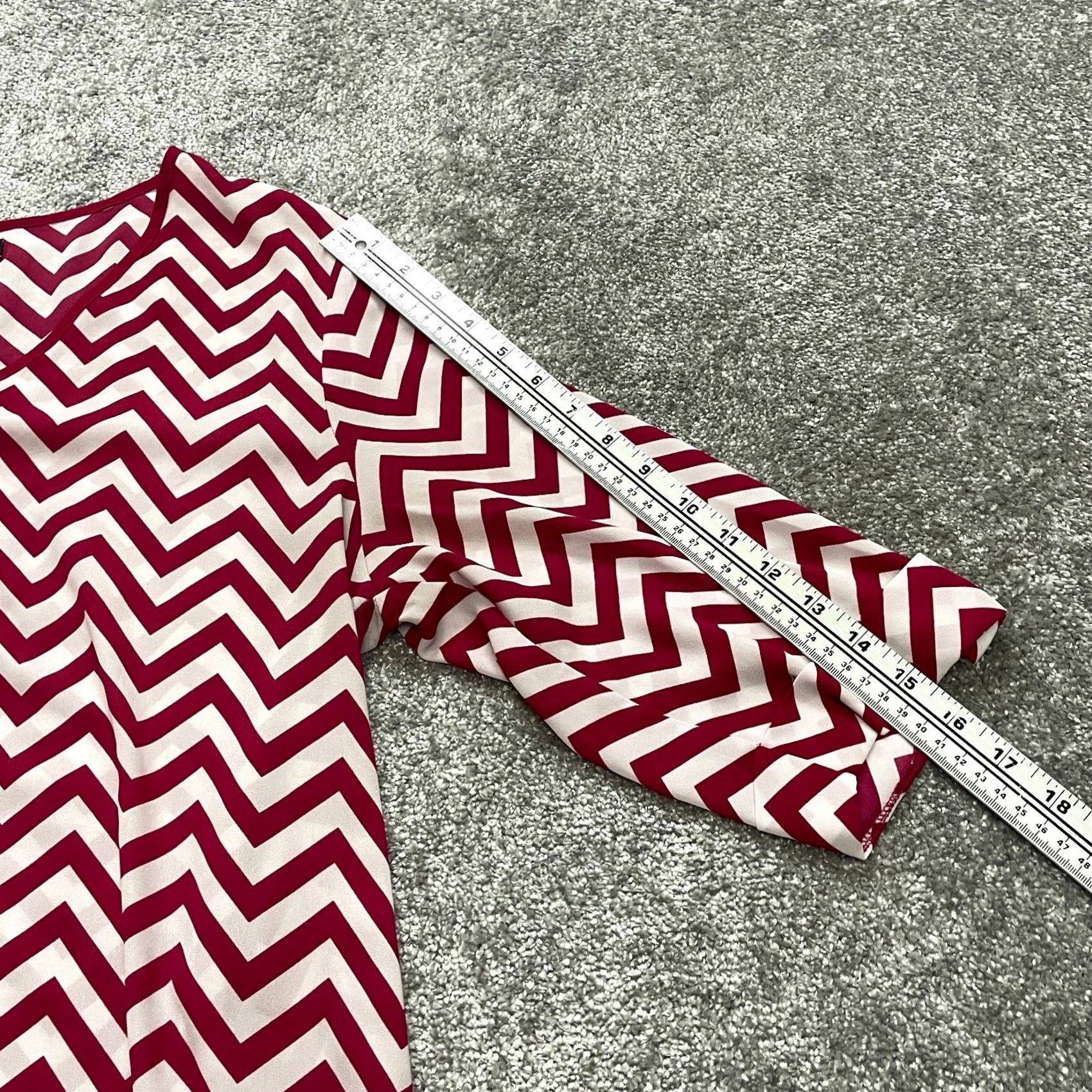Pinko Kiara Blouse Top Womens XL Pink Red White Zig Zag Striped Roll Tab Long Sleeve Size XL / US 12-14 / IT 48-50 - 5 Thumbnail