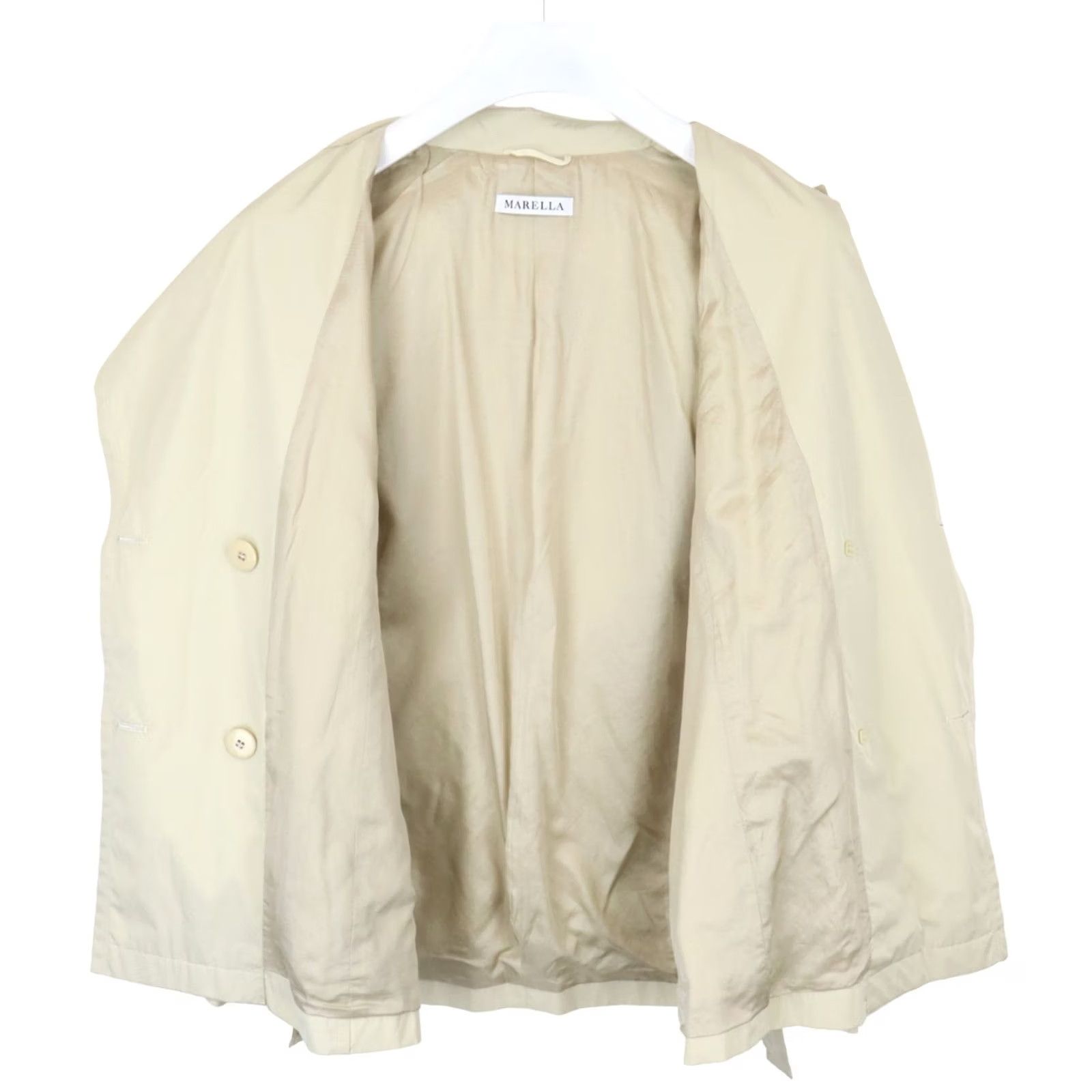 Marella Marella Jacket Women's UK 16 Double Breasted Notch Lapel Lightweight Jacket Grey/Beige Tan Mens Womens Girls Boys Size XXL / US 16-18 / IT 52-54 - 4 Thumbnail