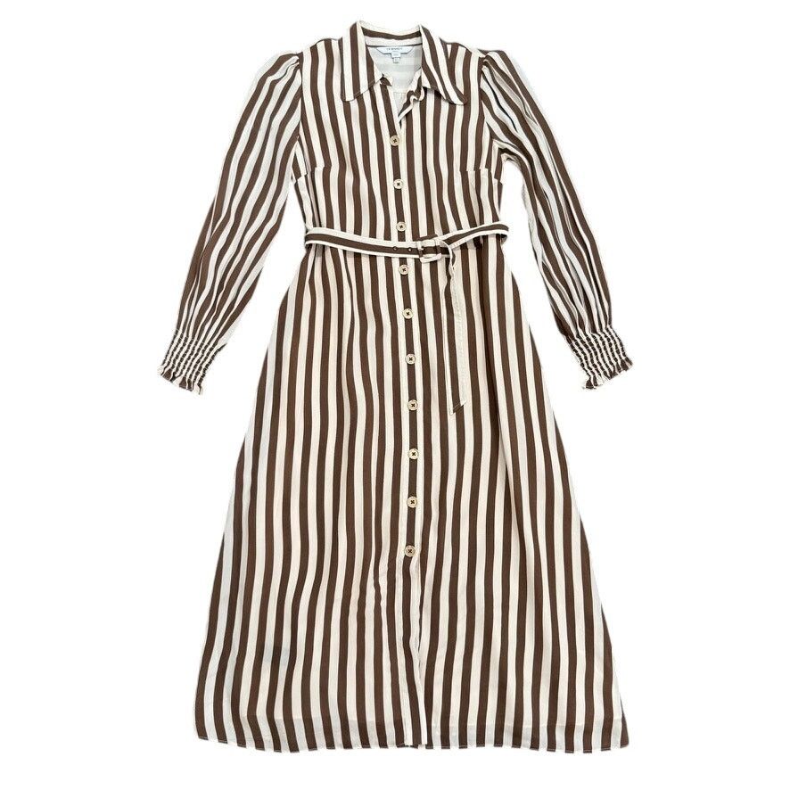LK Bennett L.K. Bennett Emelia Shirt Dress in Brown/Cream, Size US 6 Size M / US 6-8 / IT 42-44 - 4 Thumbnail