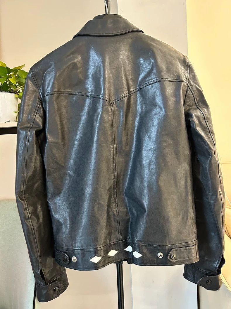 Yves Saint Laurent Saint Laruent 14fwDIAMOND black calfskin leather coat with Size US S / EU 44-46 / 1 - 3 Thumbnail