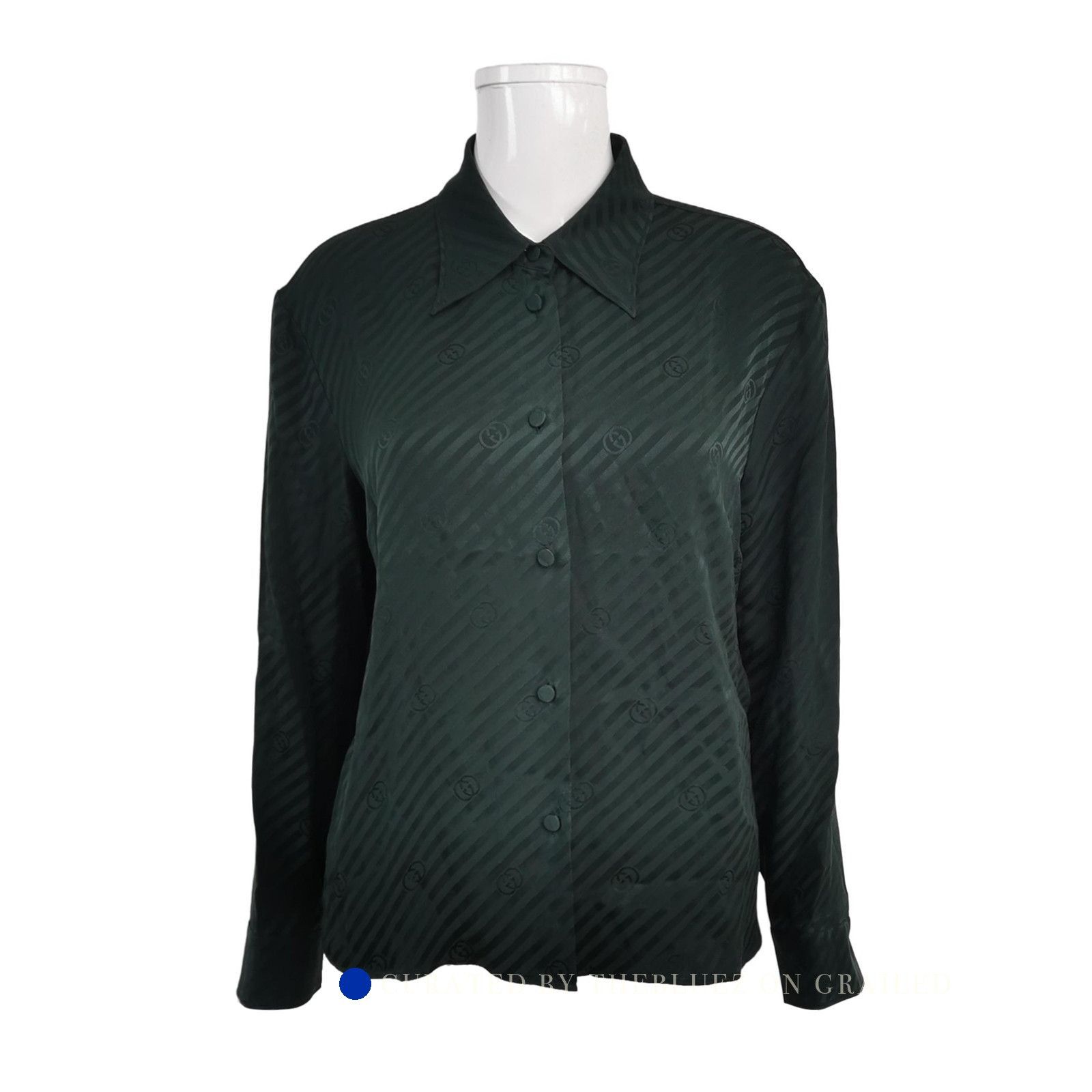 Gucci Elegant Green Silk Jacquard Button-Up Size US XS / EU 42 / 0 - 1 Thumbnail
