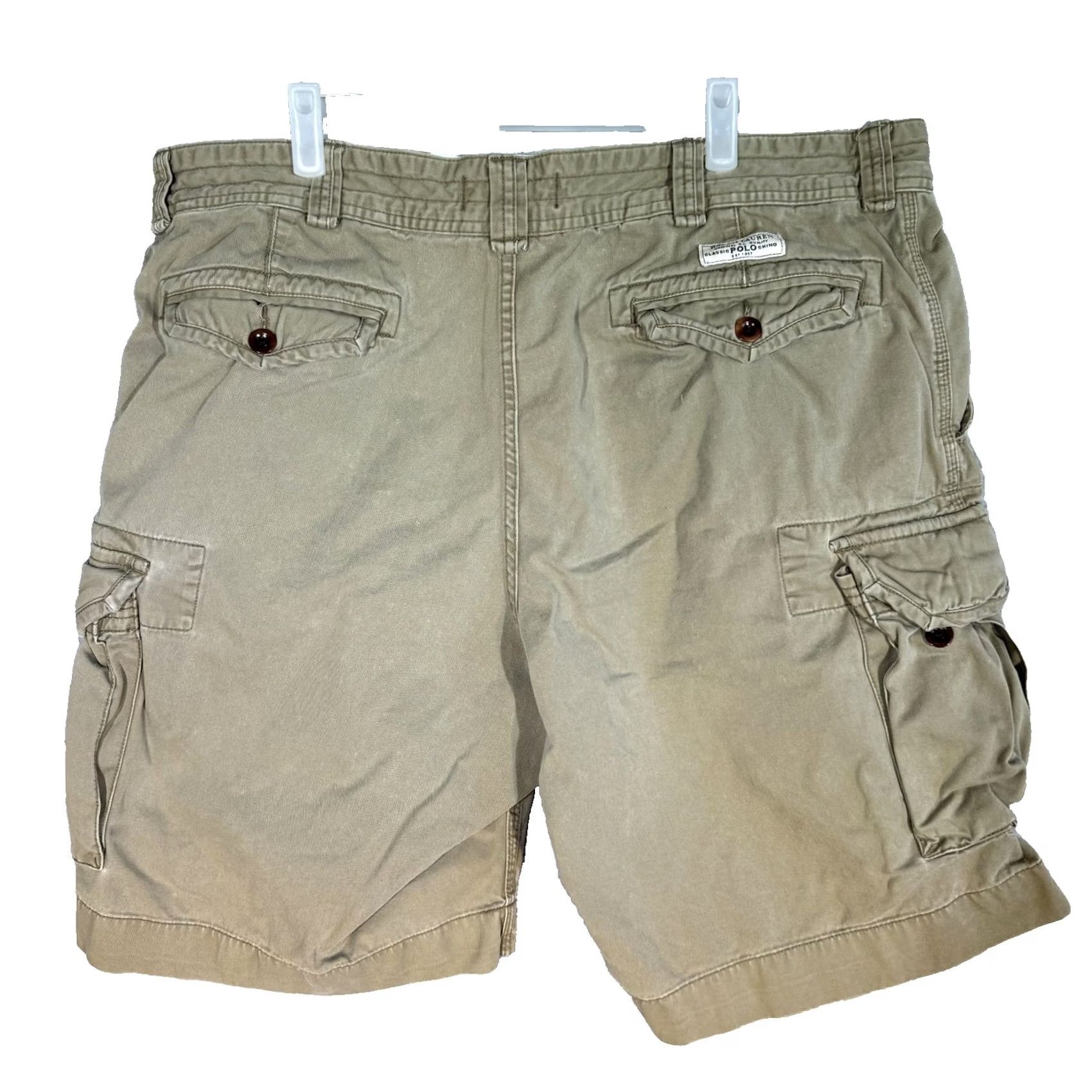 Polo Ralph Lauren VINTAGE Polo Ralph Lauren Cargo Shorts Mens 40 Khaki Classic Chino Utility Pockets Size US L / EU 52-54 / 3 - 2 Thumbnail