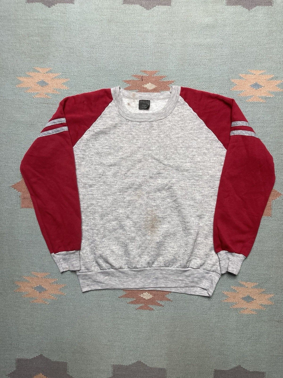 Vintage 70s crewneck sweatshirt two tone red heather gray soft small Size US S / EU 44-46 / 1 - 1 Thumbnail