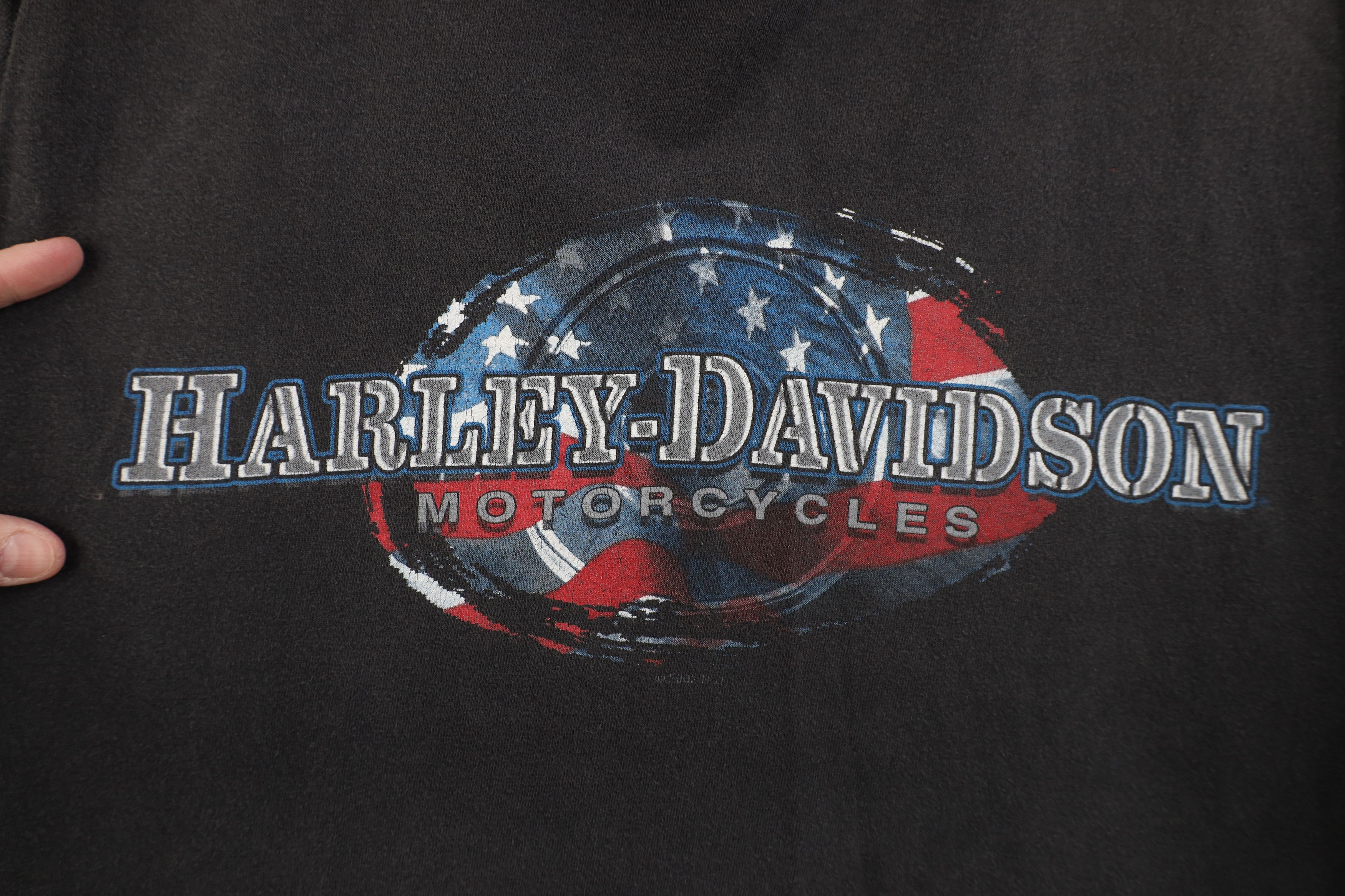 Harley Davidson Vintage Y2K Harley Davidson USA Flag Stencil T-Shirt USA Size US L / EU 52-54 / 3 - 4 Thumbnail