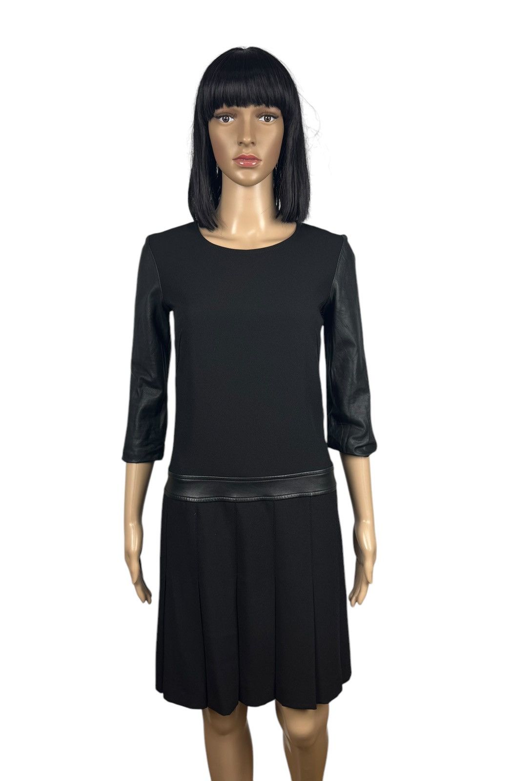The Kooples The Kooples Midi Pleated Dress Polyester-Leather size 32 Size XXS / US 00 / IT 34 - 1 Thumbnail