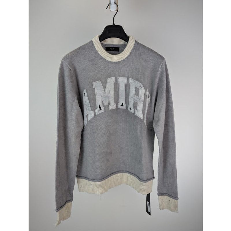 Amiri o1rshd1 Vintage Cashmere Crew Sweater in Grey Size US M / EU 48-50 / 2 - 2 Thumbnail