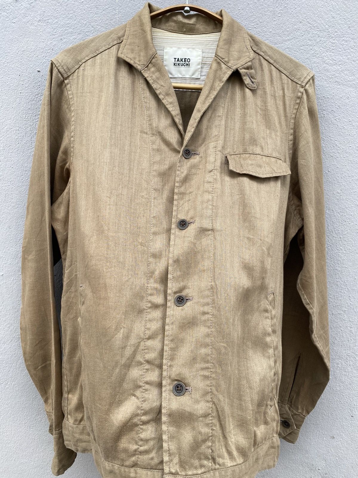 Japanese Brand × Takeo Kikuchi × Vintage 🔥RARE🔥 Vtg Japanese Designer Takeo Kikuchi Herringbone Shirt Size US M / EU 48-50 / 2 - 8 Thumbnail
