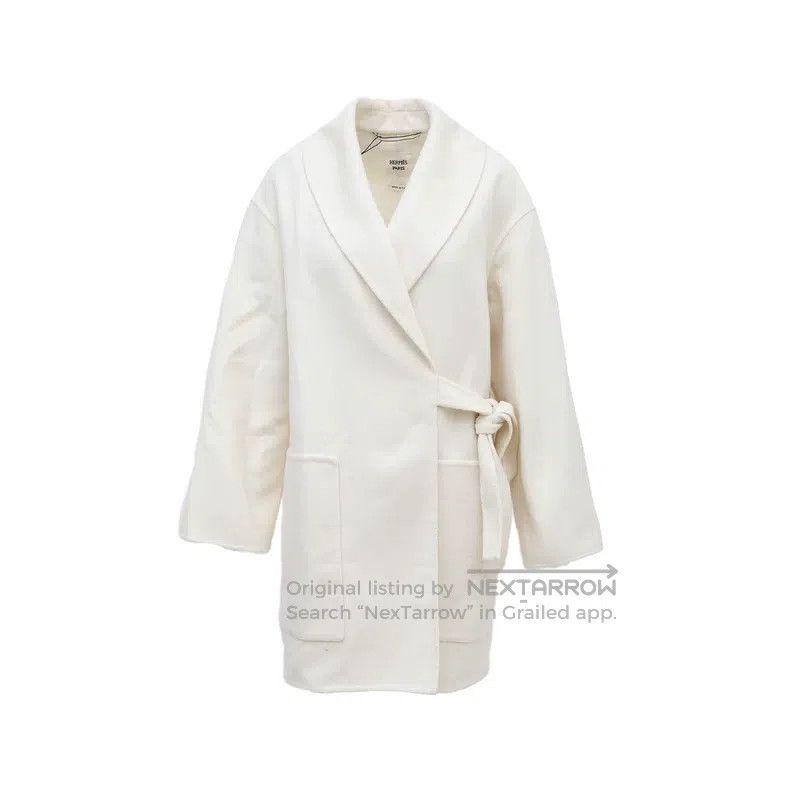 Hermes Hermes White Goat Cashmere Overcoat Size XS / US 0-2 / IT 36-38 - 1 Thumbnail