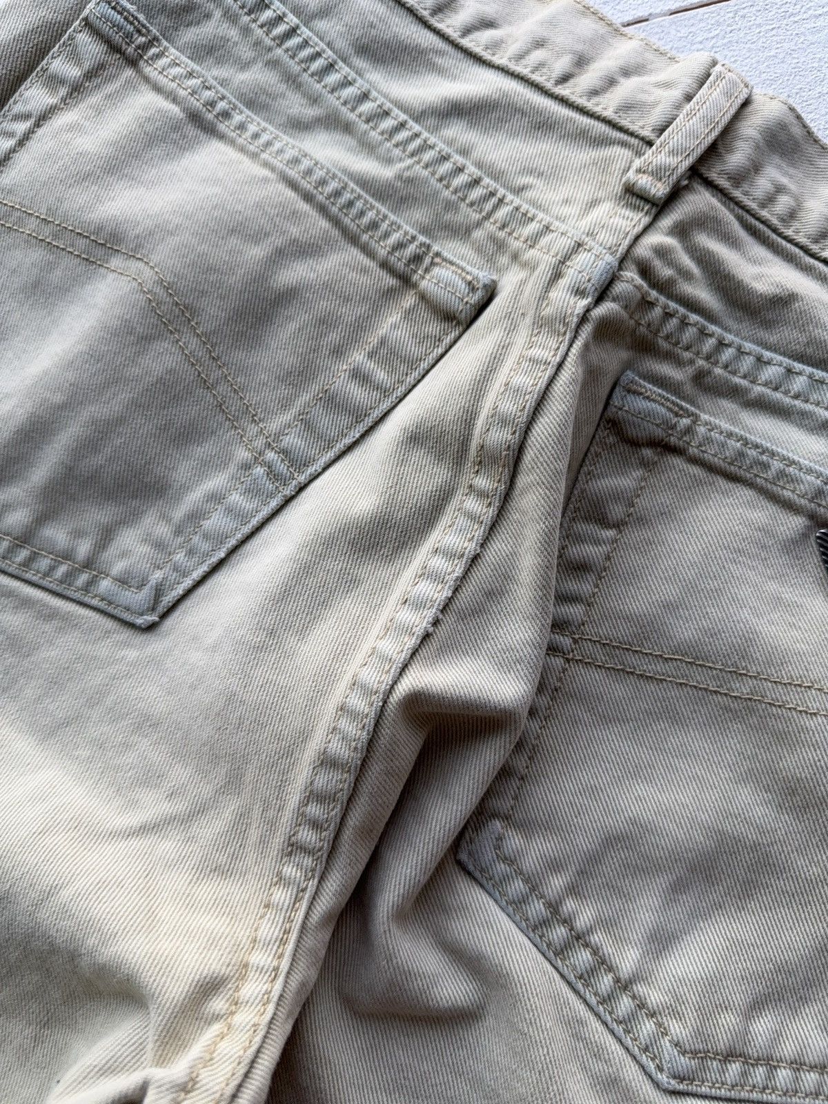 Armani Vintage 90s Distressed Armani Jeans Beige Straight Fit Pant Size US 33 - 19 Thumbnail