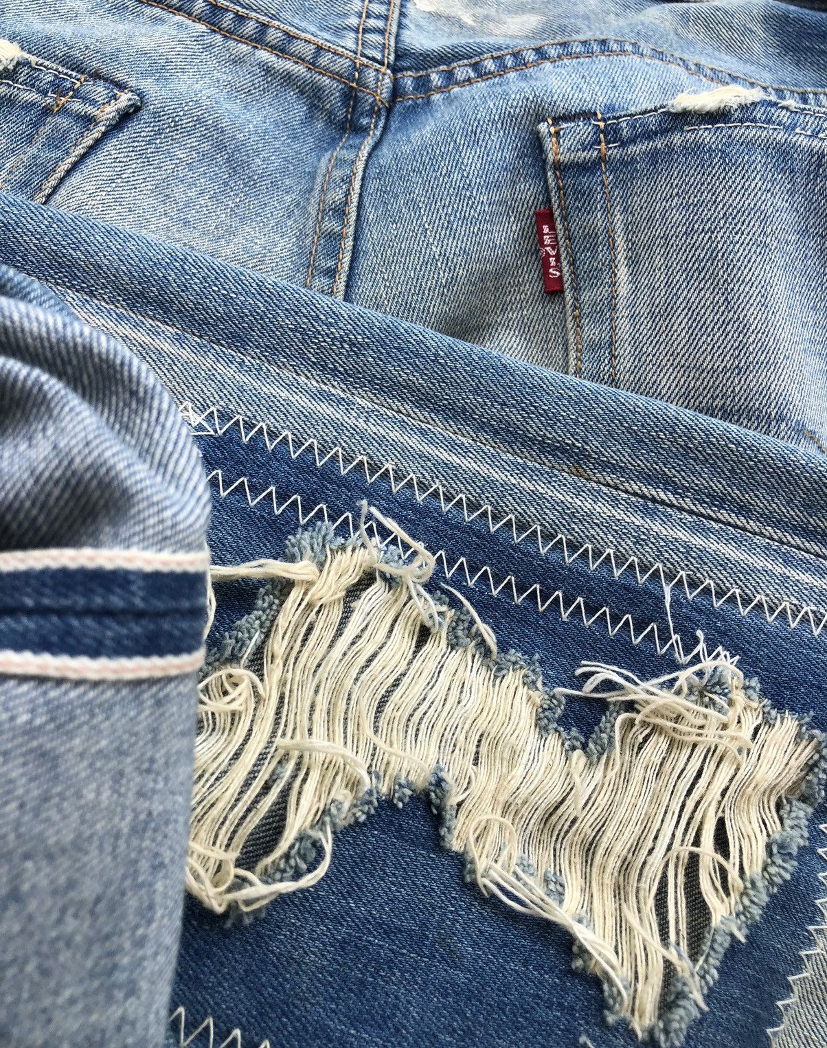 Levi's Vintage Clothing Vintage Levis 501 BigE Selvedge Redline Patchwork Denim Pant Size US 36 / EU 52 - 14 Thumbnail