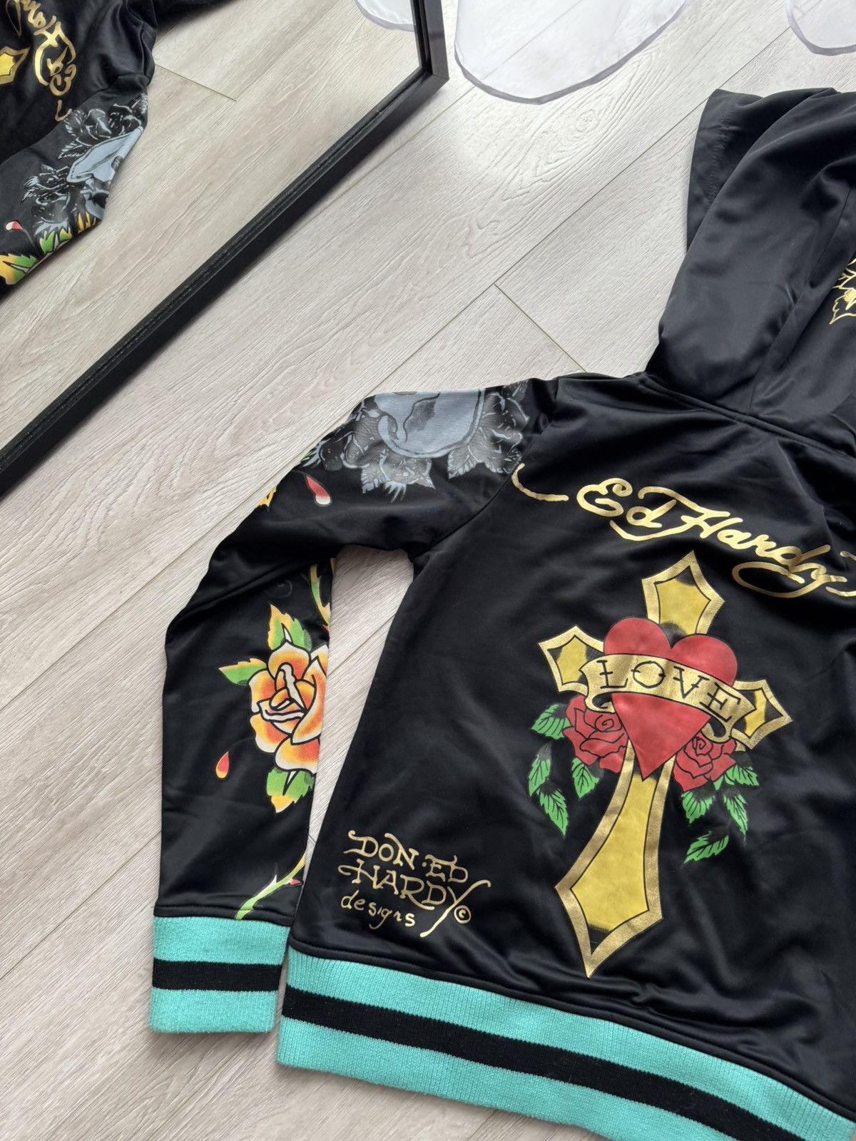 Christian Audigier × Ed Hardy Y2K Vintage Ed Hardy Zip Up Hoodie Logo Streetwear Rare VTg Size S / US 4 / IT 40 - 8 Thumbnail