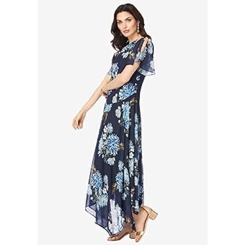 Other NWT Roaman's Black Blue Floral Maxi Dress Formal Gown Sz 22 Size 3XL / US 20-22 - 2 Thumbnail
