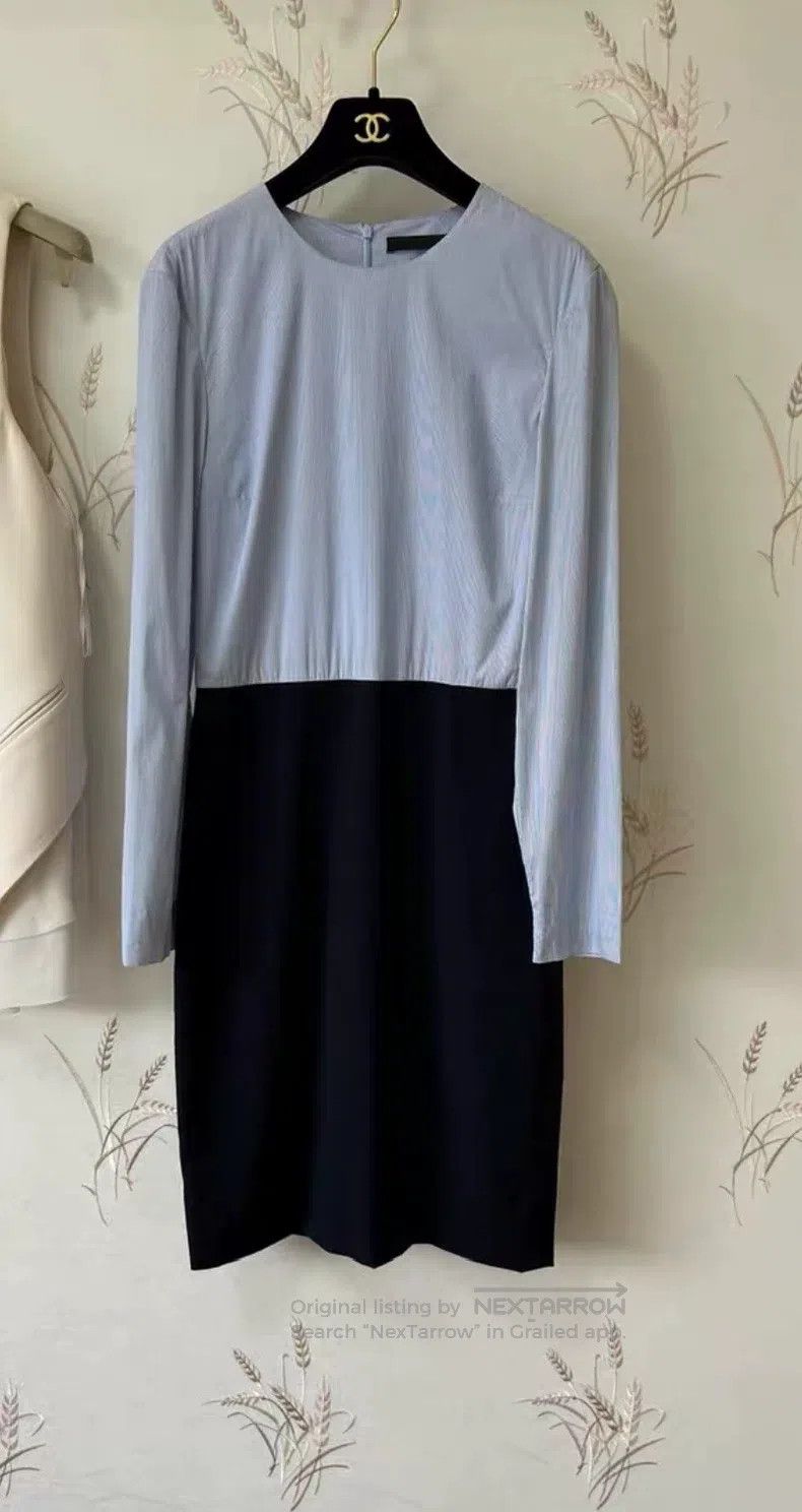 The Row The Row Light blue pinstripe paneled wool dress Size S / US 4 / IT 40 - 1 Thumbnail