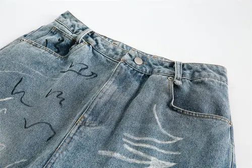 Japanese Brand × Jean Punk distressed washed raw edge graffiti ripped denim shorts Size US 32 / EU 48 - 3 Thumbnail