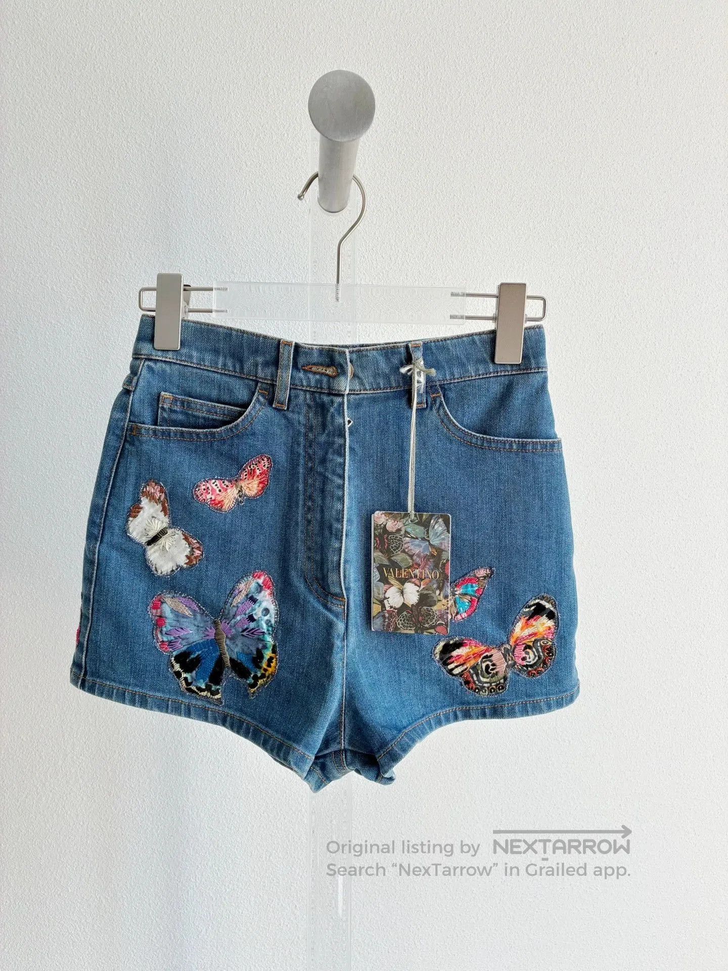 Valentino Valentino Butterfly Embroidered Denim Shorts. Size US 26 / EU 42 - 2 Thumbnail