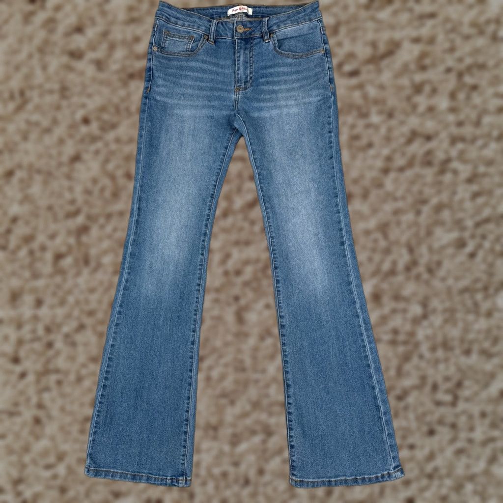 Design By Olivia Jeans Juniors 7 Blue Denim Bootcut Flare Cotton Blend Mid 27x30