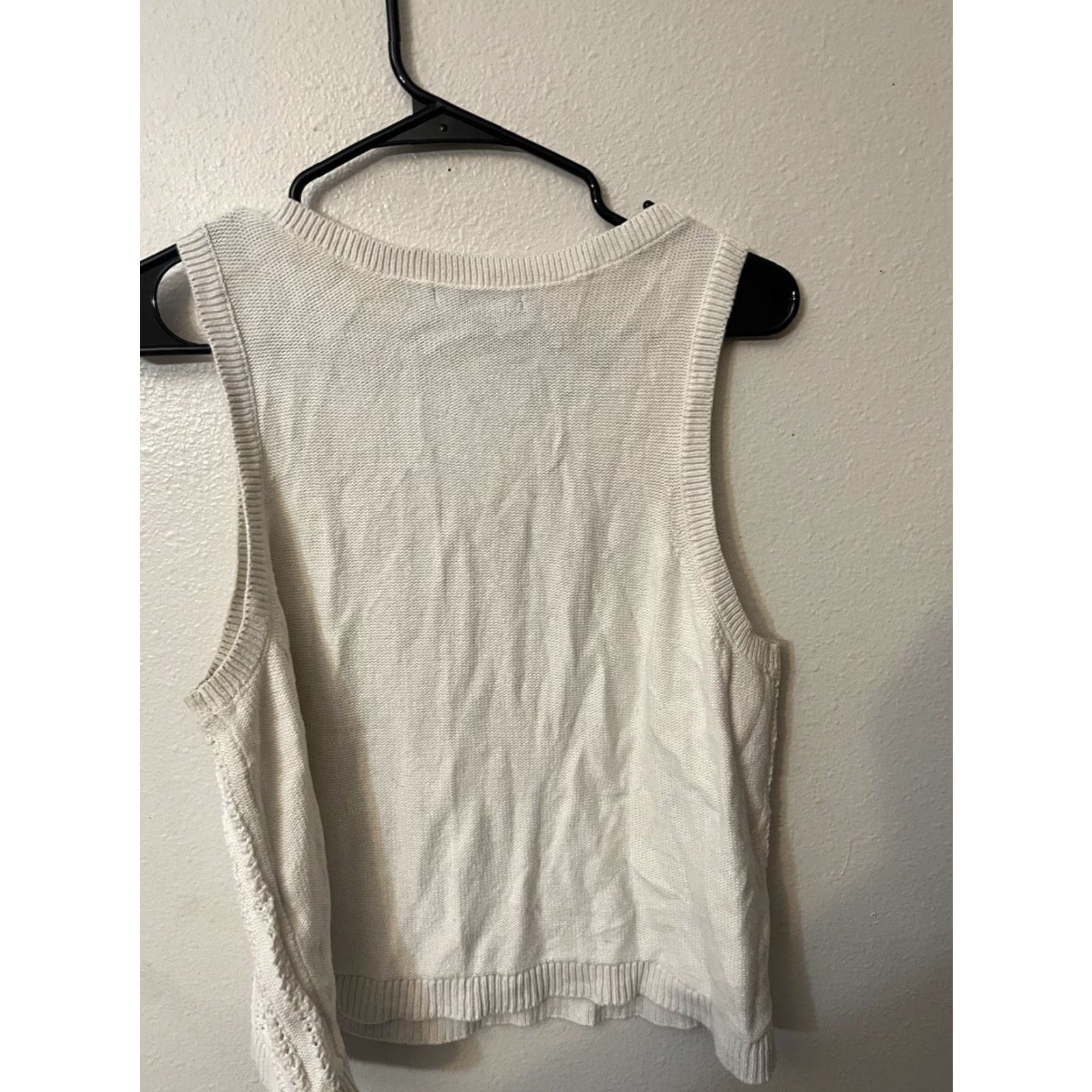Banana Republic Banana Republic Sweater Sleeveless Open Knit Crew Neck Large White Womens Size L / US 10 / IT 46 - 2 Thumbnail