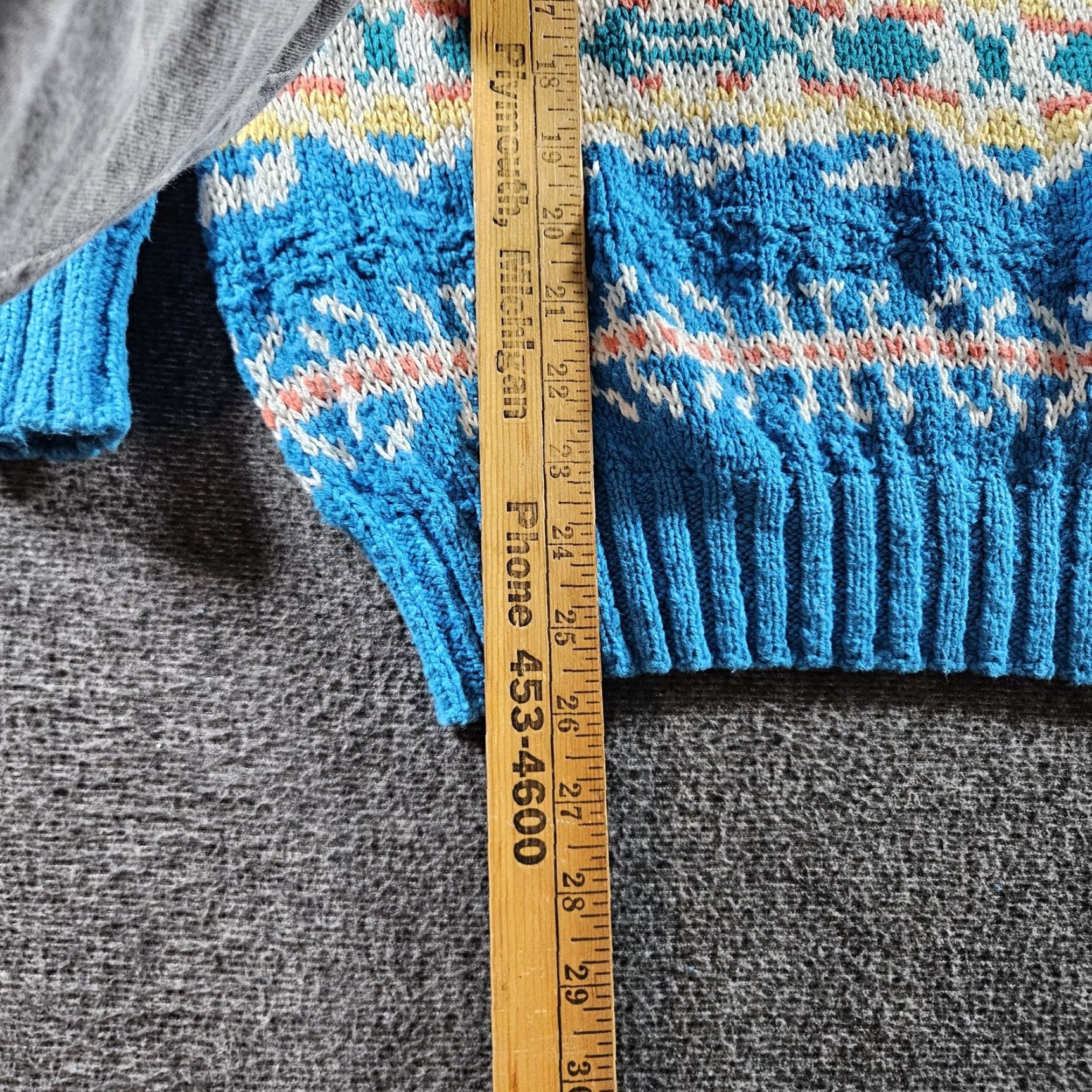 Lands' End VINTAGE Lands' End Sweater Mens Medium Blue Cotton Fair Isle Knit USA 80s Size US M / EU 48-50 / 2 - 5 Thumbnail
