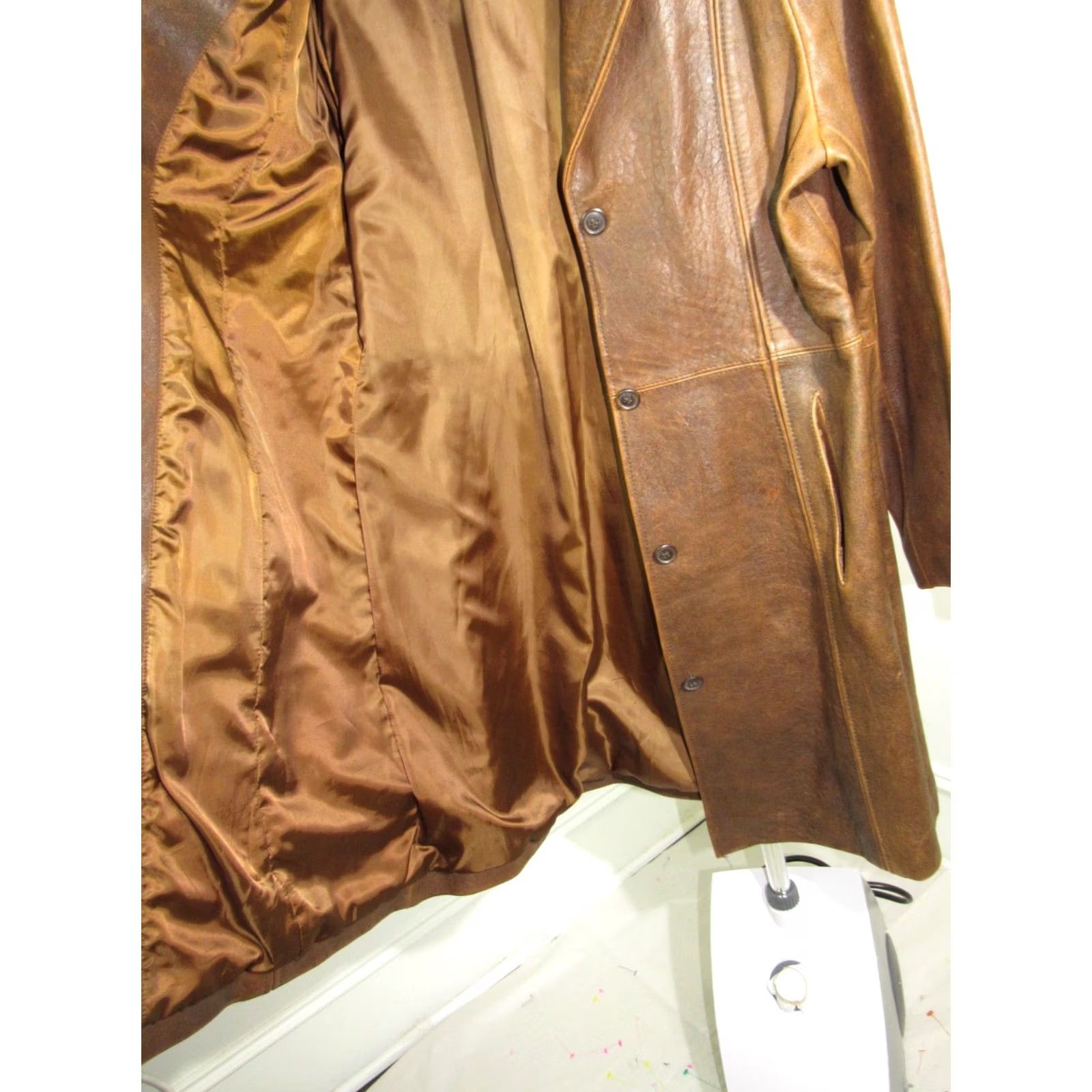 J Brand VINTAGE R&O Brand Coat Leather Women XL Distressed Brown Trench Coat Size XL / US 12-14 / IT 48-50 - 6 Thumbnail