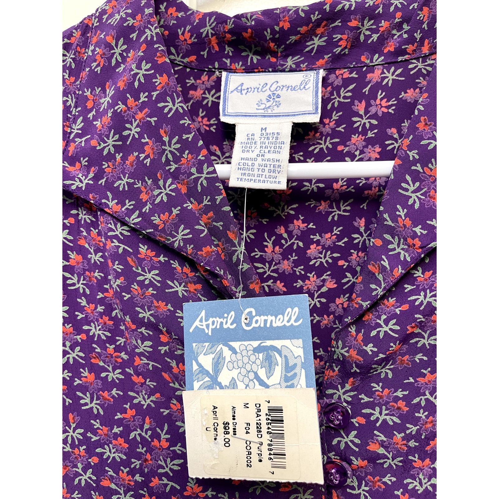 April 77 April Cornell Aimee Purple Dress New Size Med Button front Size M / US 6-8 / IT 42-44 - 3 Thumbnail