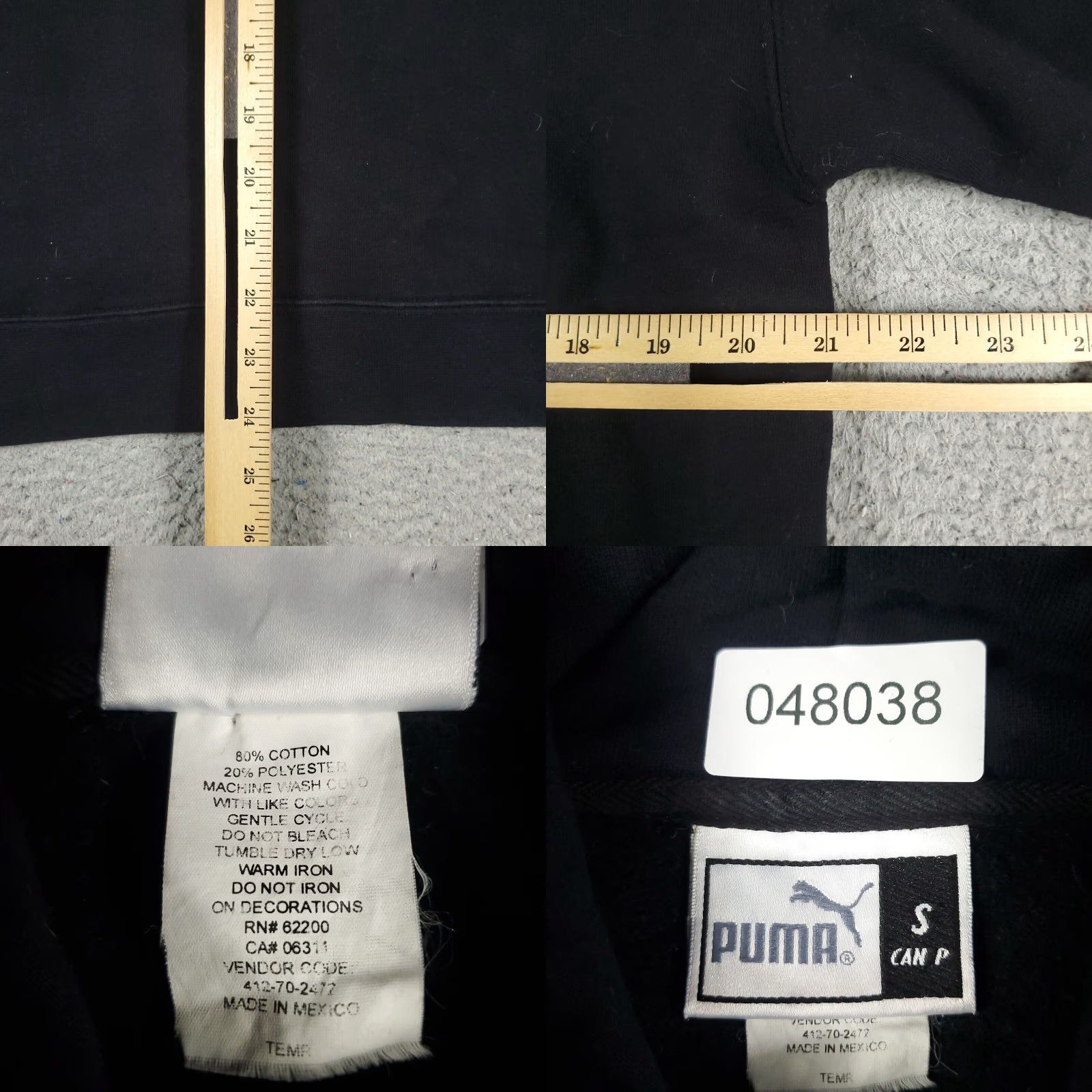Puma VINTAGE PUMA Hoodie Pullover Mens Small Black Casual All Seasons Sports Size US S / EU 44-46 / 1 - 8 Thumbnail