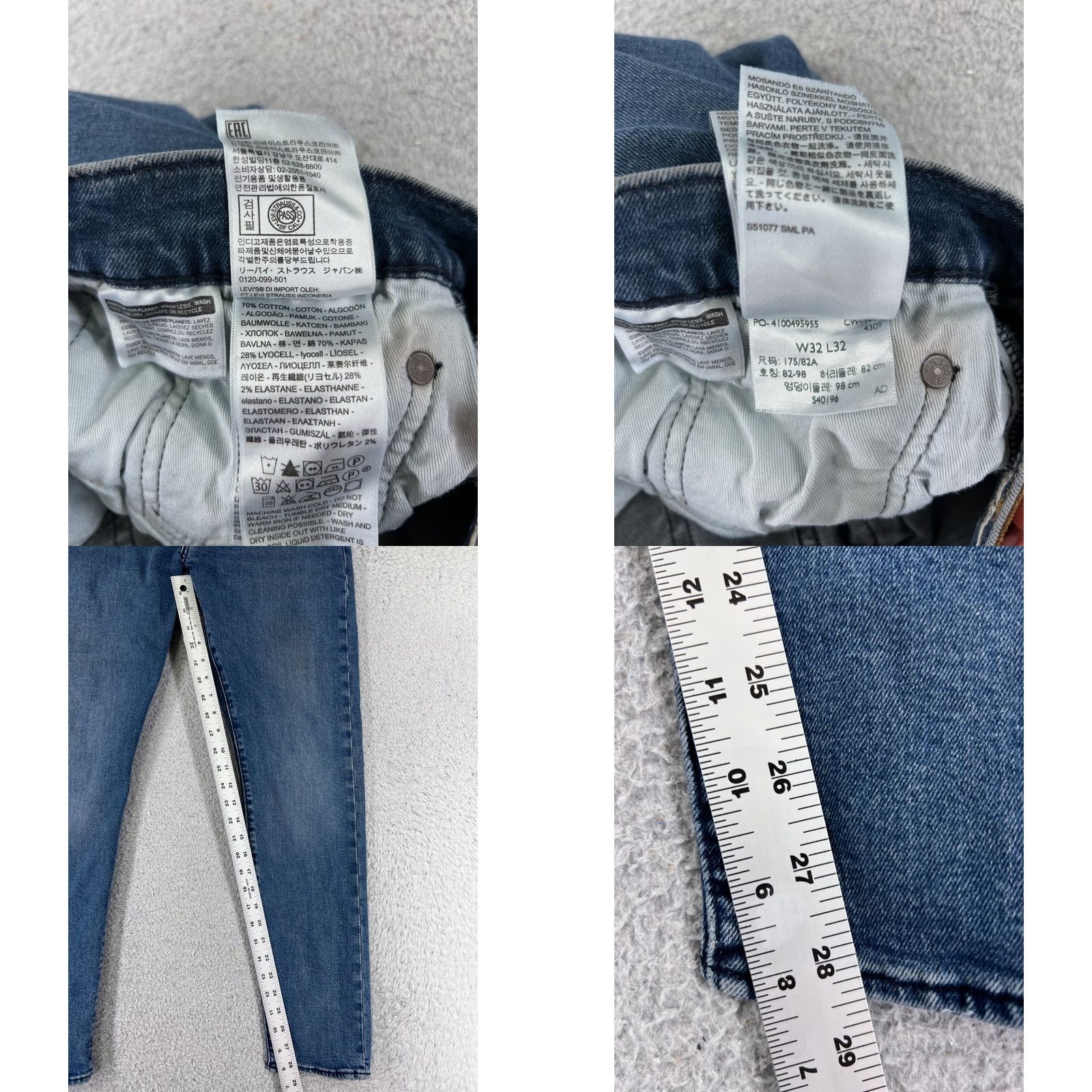 Levi's Levi's Jeans Adult 32 Blue Denim 512 Premium Big E Slim Tapered 30x28 Size US 32 / EU 48 - 8 Thumbnail