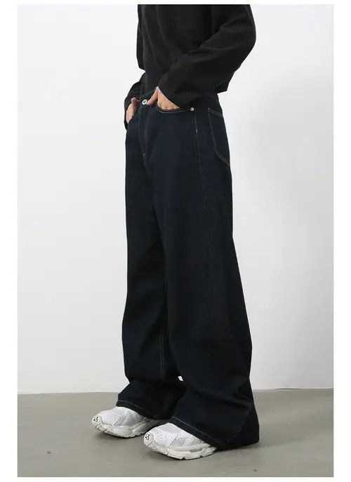Japanese Brand Dark blue wide-leg casual American loose versatile jeans men Size US 34 / EU 50 - 2 Thumbnail